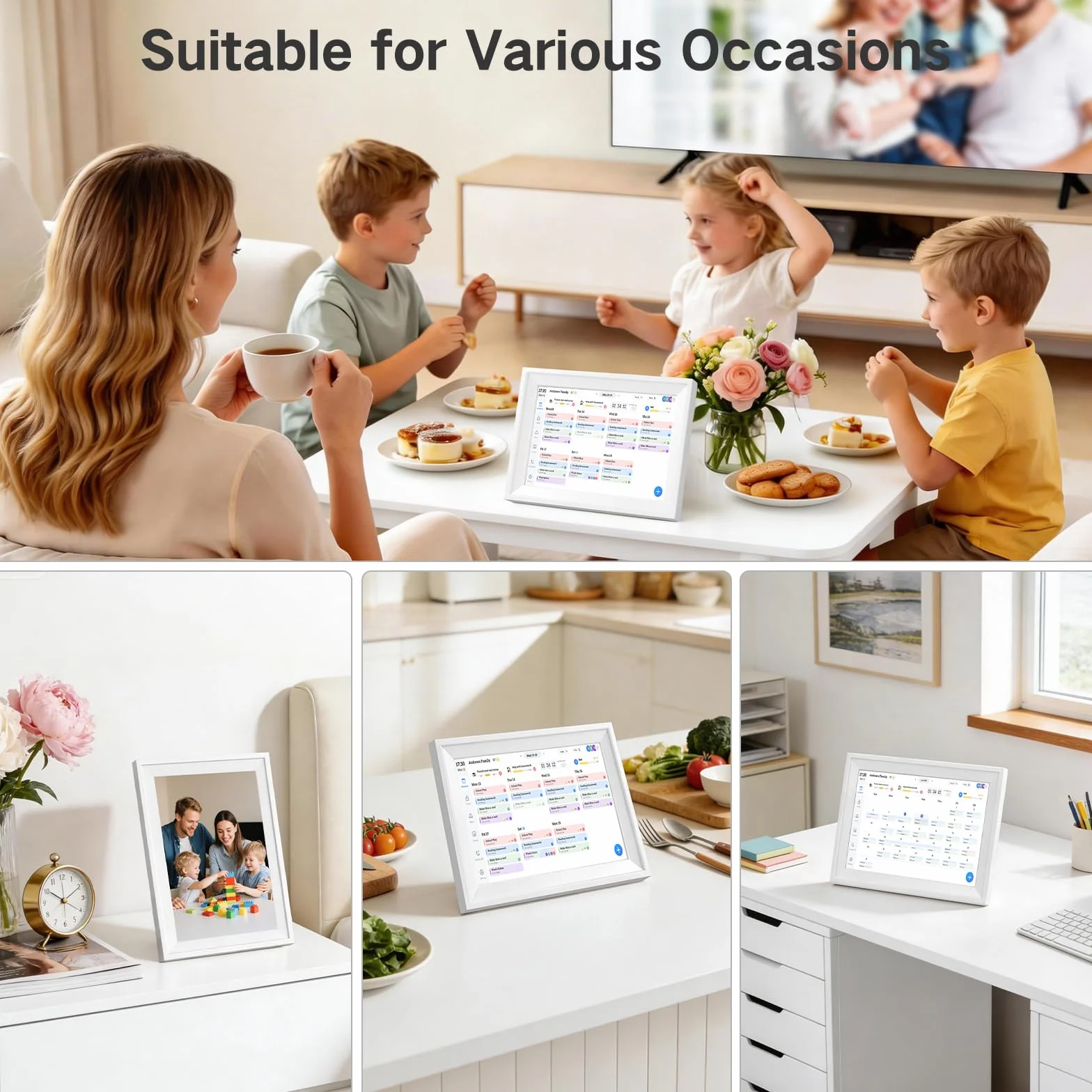 Calendario Digitale WiFi 10,1" Smart – Organizzatore Famiglia Con Controllo App, Touchscreen Interattivo, Pianificatore Attività & Pasti, Cornice Foto, Premi, Agenda 2026