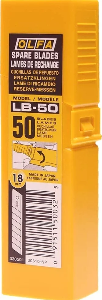 Lama di ricambio per cutters 18 mm OLFA LB-50, 50 pz per confezione