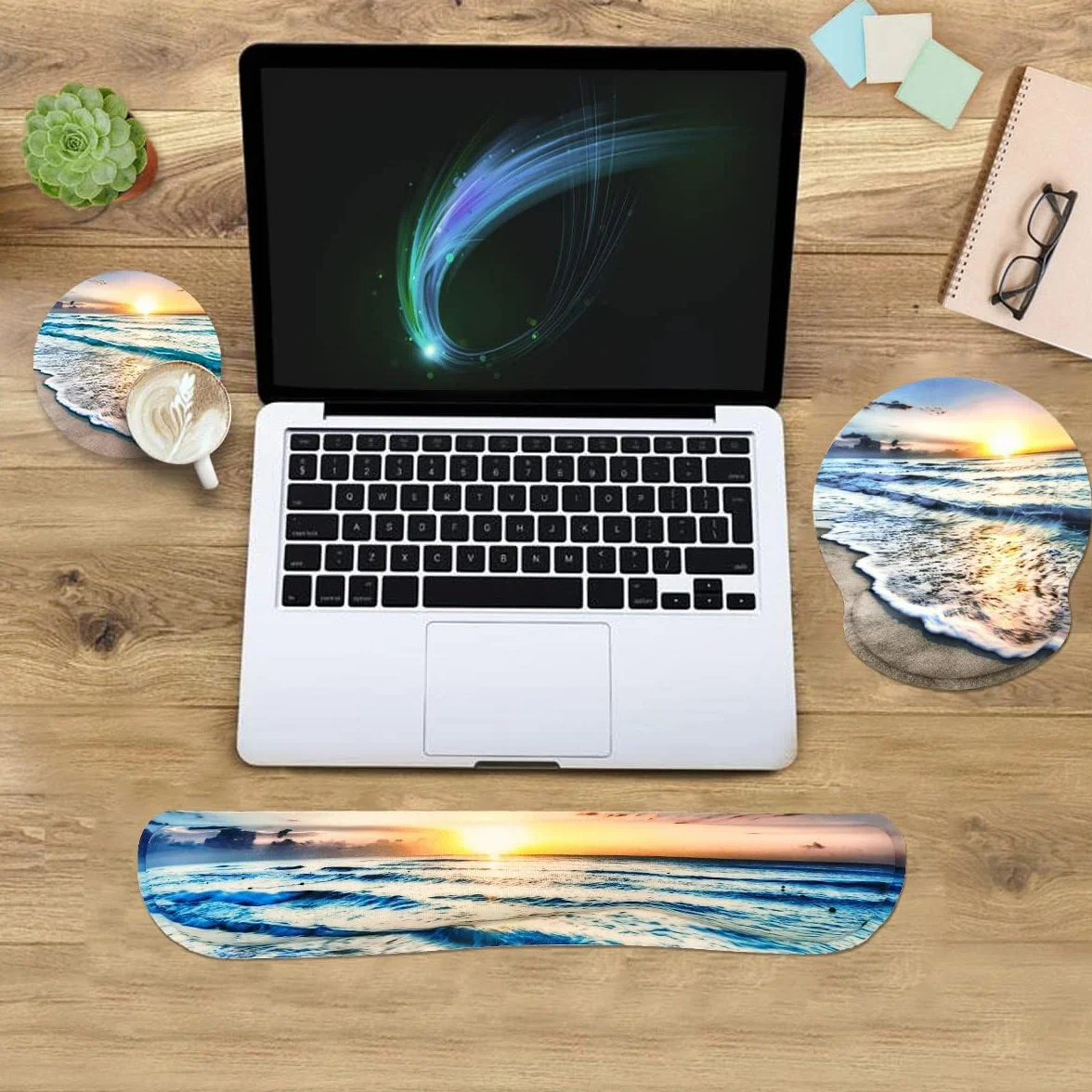 Set di poggiapolsi 3 in 1, tappetino ergonomico con cuscino in gel per mouse e tastiera