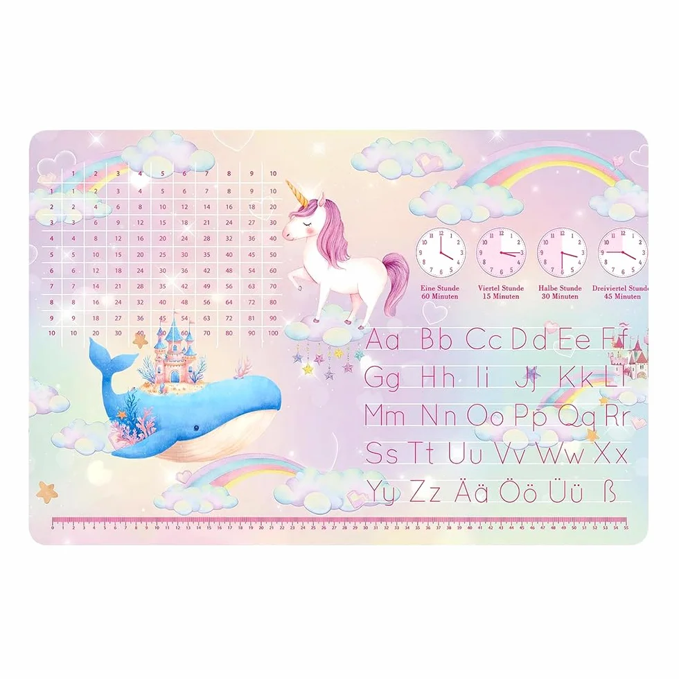 Sottomano in Pelle per Bambini Ragazze Unicorno, Pad per Ufficio Rosa, 60x40 cm