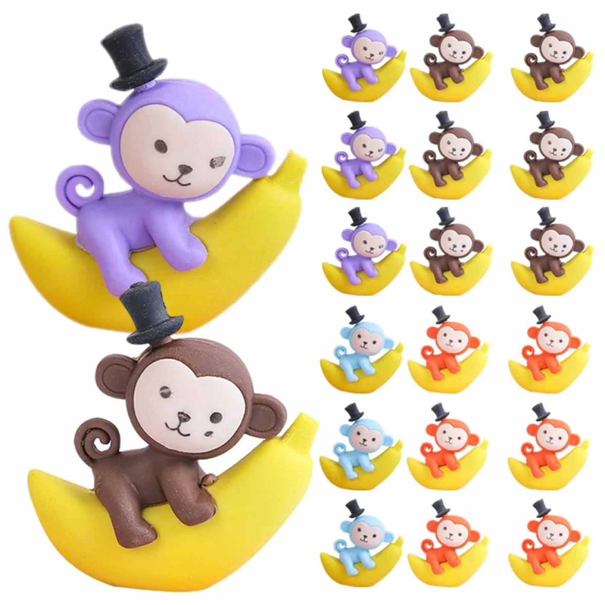 48 pezzi Gomme da Cancellare Colorate con Design Scimmia su Banana Portatile di Articoli di Cancelleria Divertenti e Unici per Studenti e Premi Scolastici