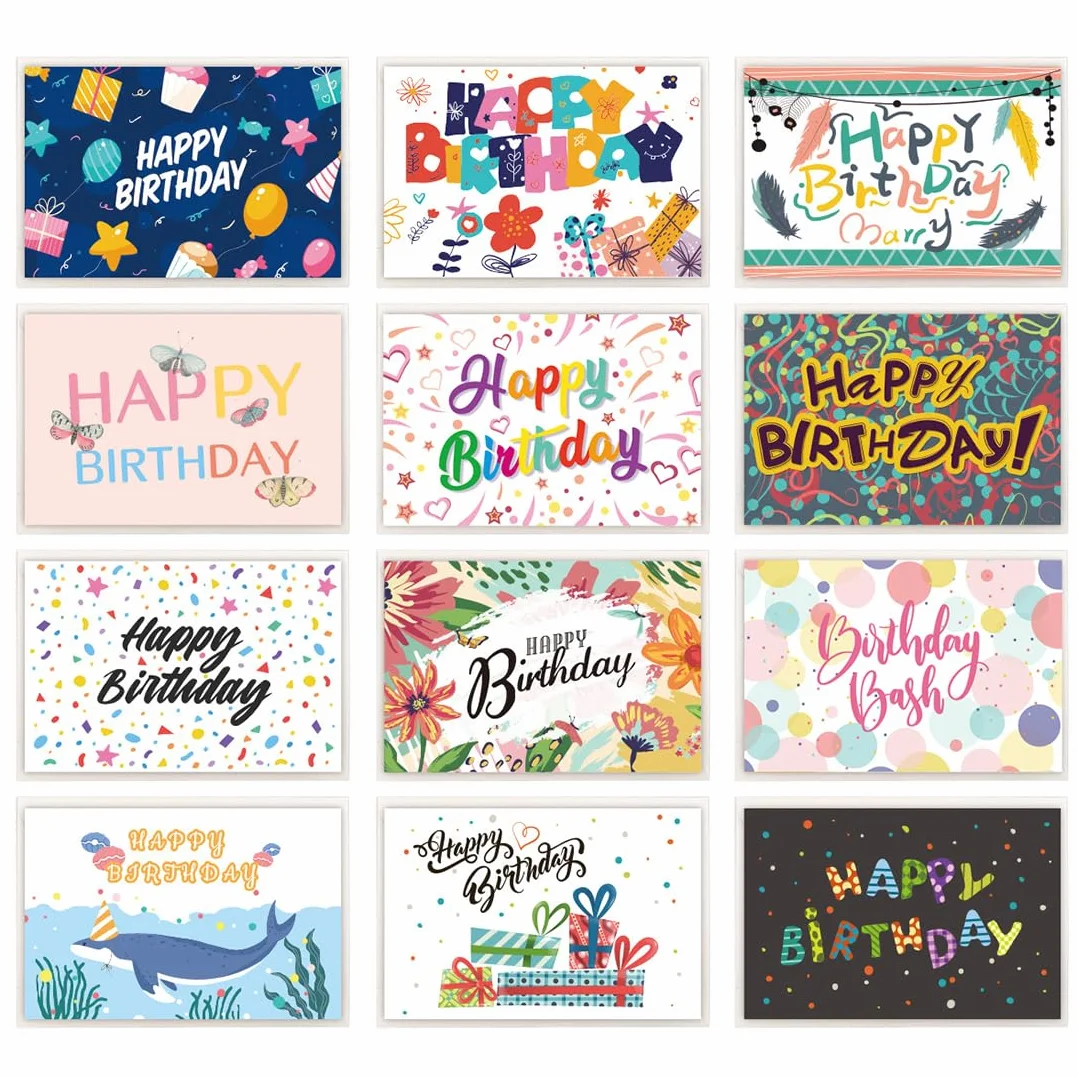 Biglietti Compleanno Divertenti 12 Pezzi per Adulti e Bambini