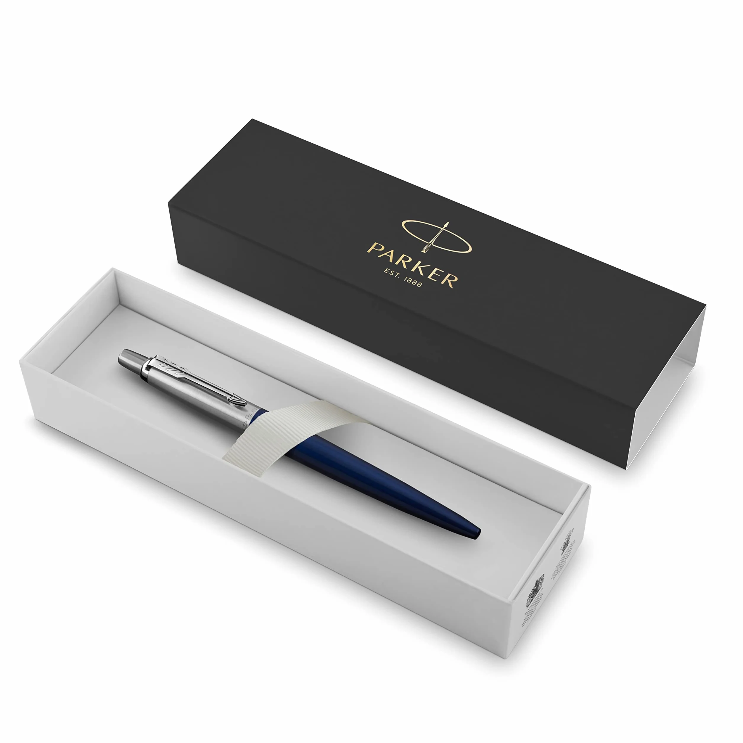 Parker Jotter Penna a Sfera Punta Media Nero 2 Pezzi Confezione Regalo Acciaio Inossidabile