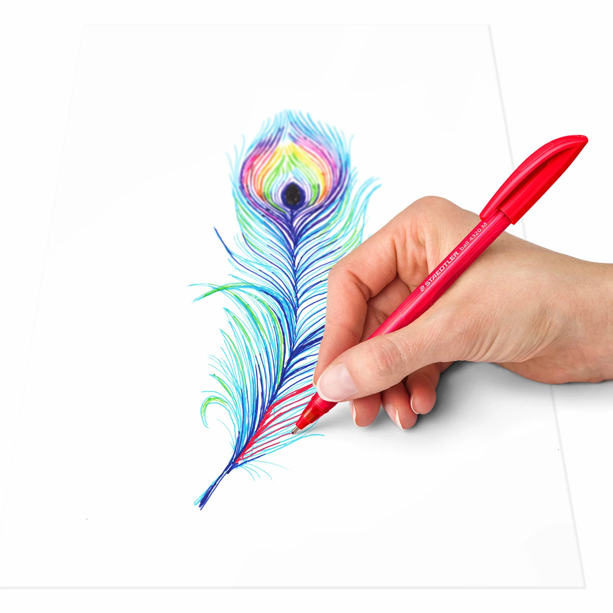 STAEDTLER 4320 M-2 Stick Rainbow Penna a Sfera 10 Pezzi Rosso