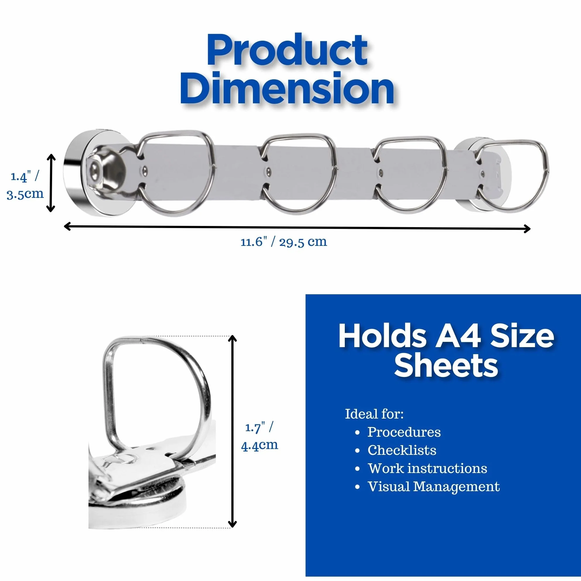 Magnetic Ring Binder Mechanism 10 Pack 4 Rings 1 Inch D Shaped Rings for Hanging A4 Paper