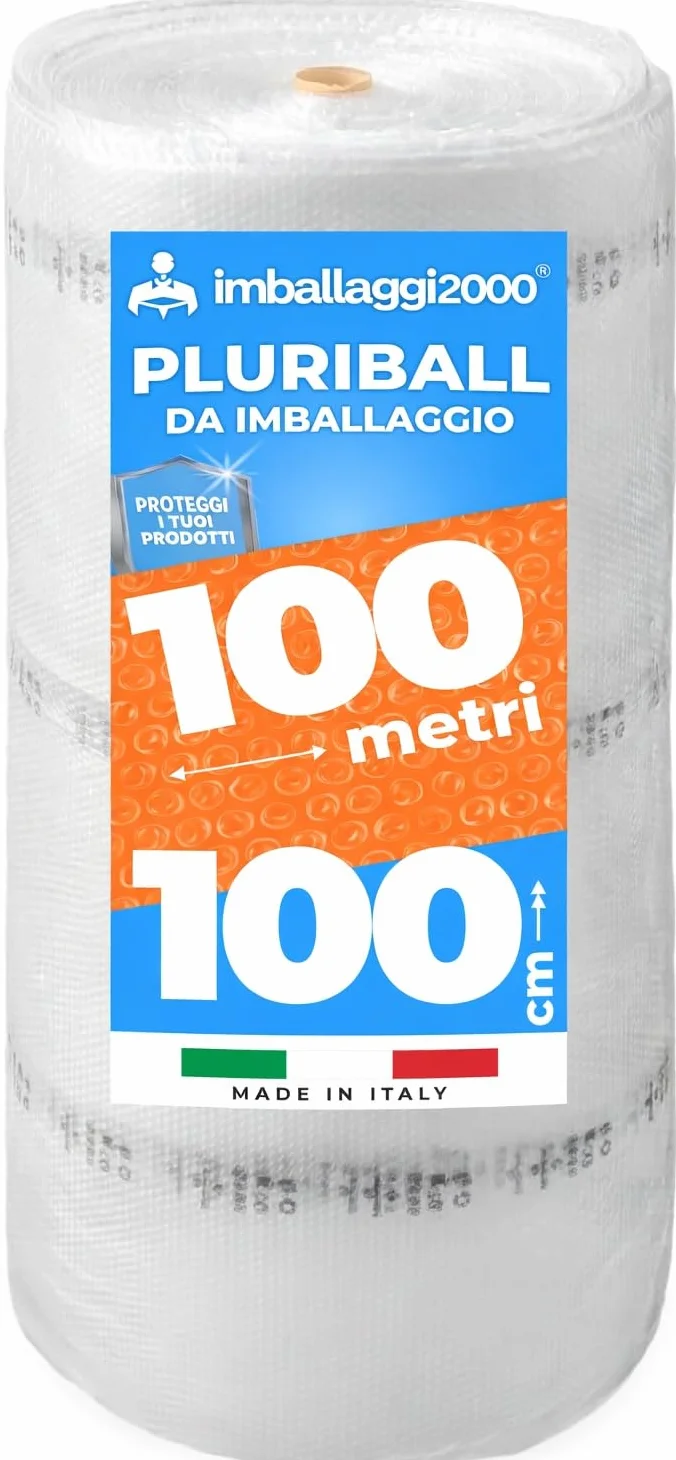 Pluriball Imballaggio 1x100mt 55gr/mq Plastica con Bolle per Protezione Oggetti