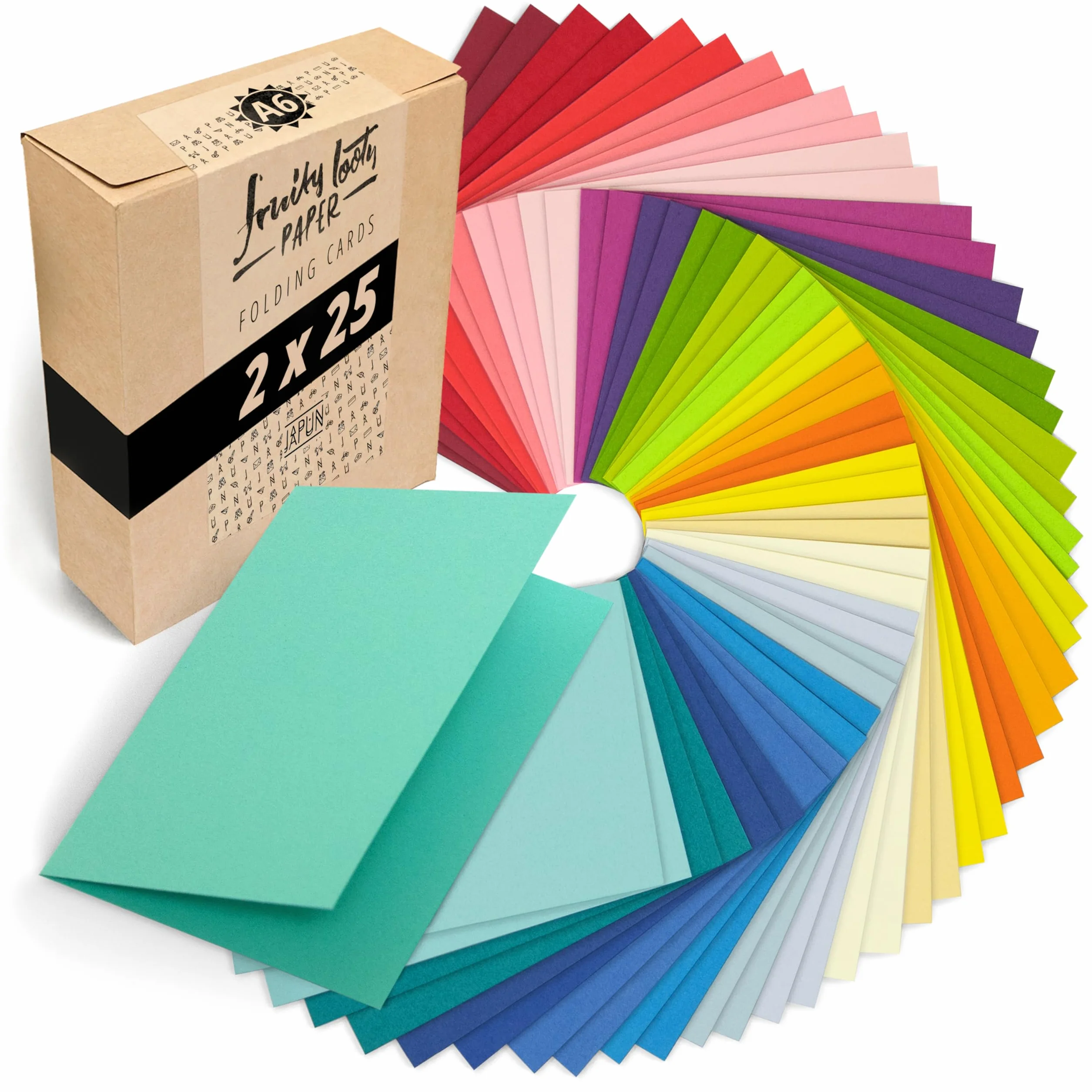 Japun 50 biglietti pieghevoli bianchi colorati DIN A6 230 g/m² carte da progettare