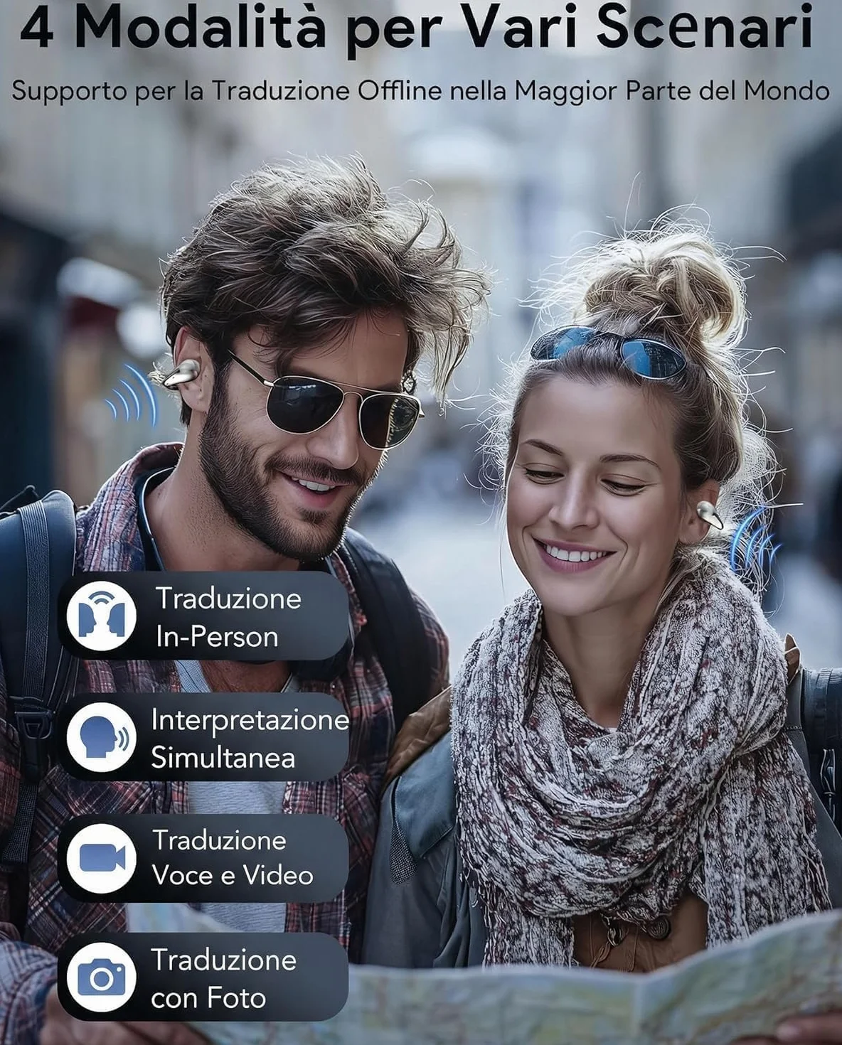 Boytond Traduttore Vocale Istantaneo Multilingue - Auricolari Per Traduzione Simultanea In Tempo Reale, Cuffie Con Traduzione Multilingue Per Studio, Business e Viaggi Internazionali