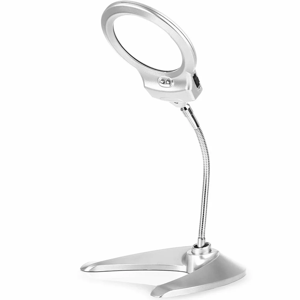 Lente d'Ingrandimento Pieghevole a LED, Lampada da Tavolo Pieghevole da Donna con Supporto in Metallo, Lente d'Ingrandimento con Scala, Nuvole di Buon auspicio