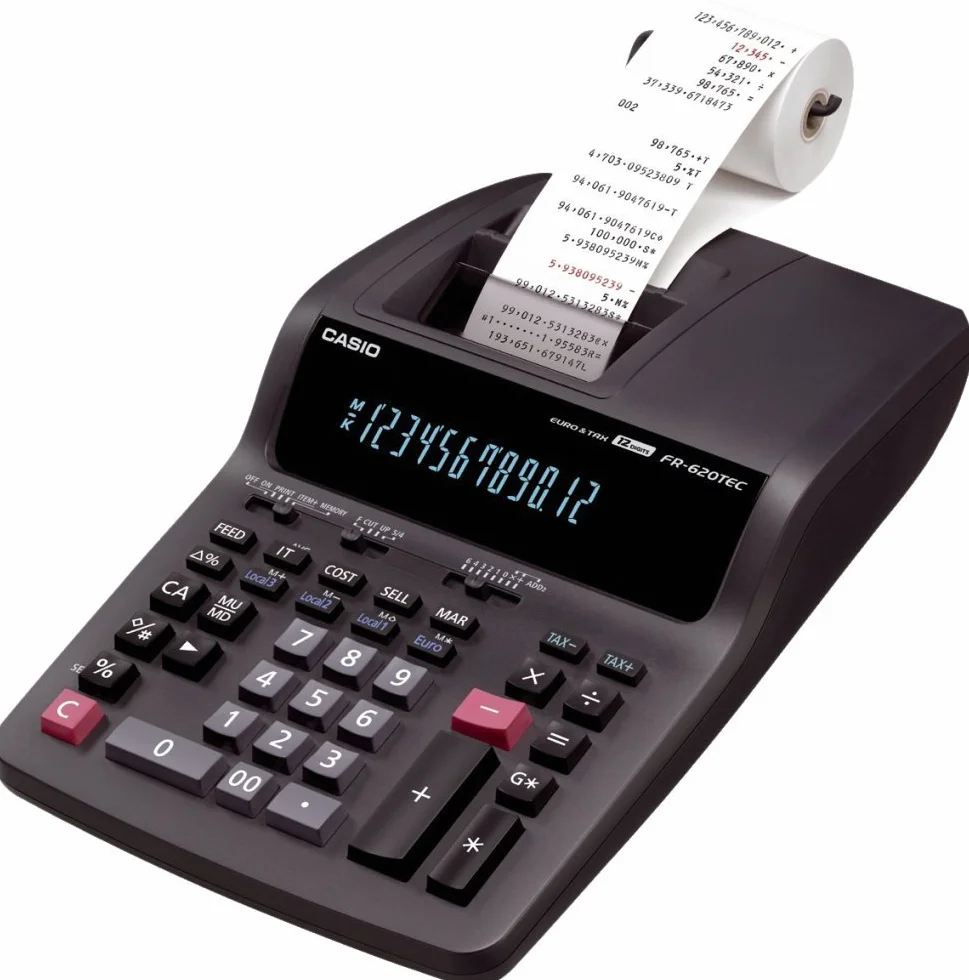 CASIO FR-620TEC calcolatrice scrivente semi-professionale - Display a 12 cifre, stampa a 2 colori con velocità 3,5 righe/sec.