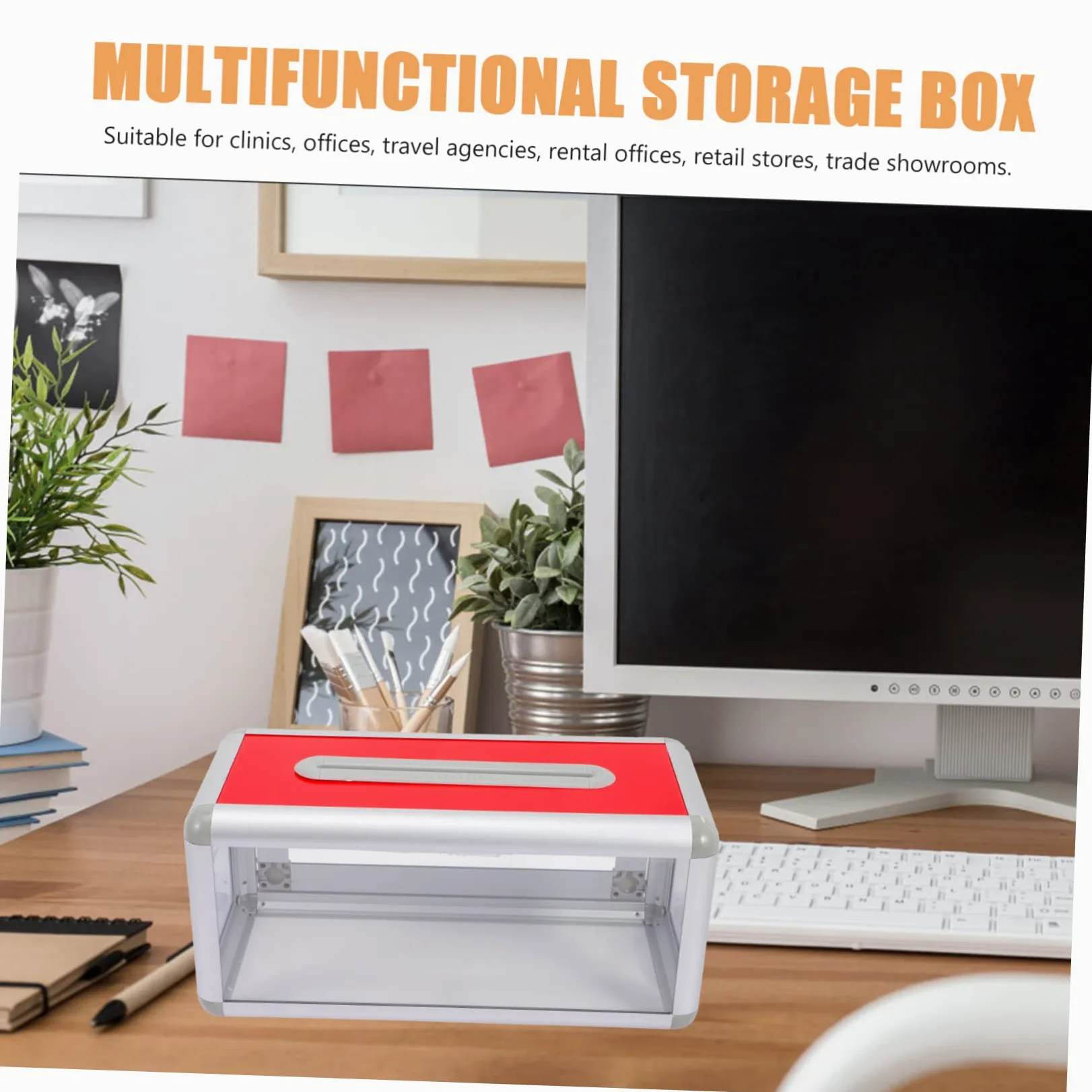 Porta Biglietti da Visita Trasparente in Plastica Rigida Organizer 9.8x4.7x4.7 Pollici per Ufficio e Viaggi Struttura Robusta