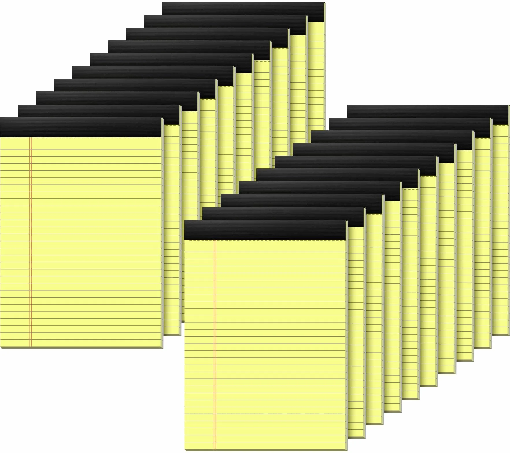 Legal Pads 8,5 x 11 - Confezione da 20 quaderni a righe larghe, 30 fogli perforati con stampa su entrambi i lati, 28 blocchi a righe formato lettera, 70 g/m², carta riciclata, a righe legali, blocco