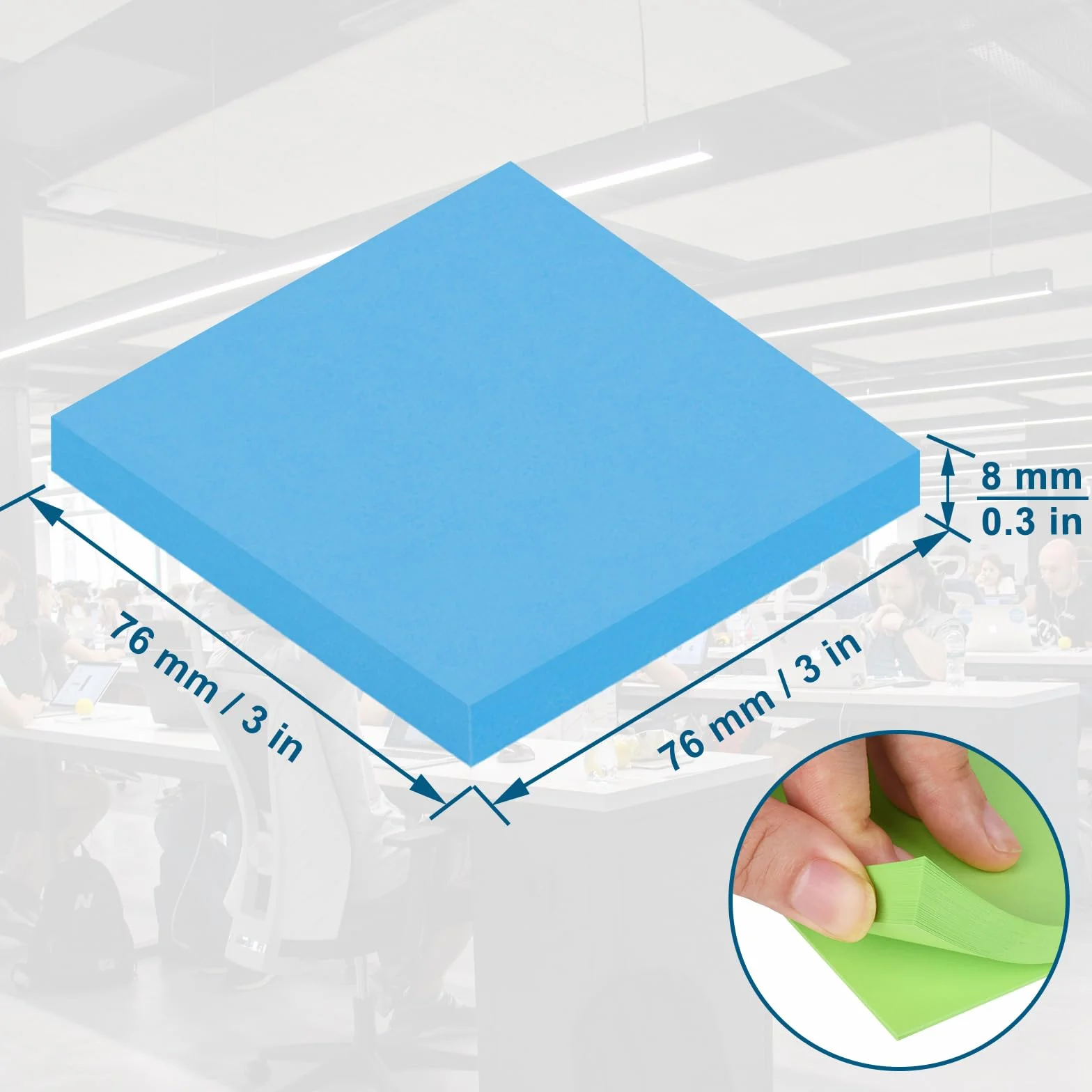 Blocchetti di Foglietti Adesivi Neon 76mm x 76mm, 80 Fogli per Blocco, Promemoria e Annotazione