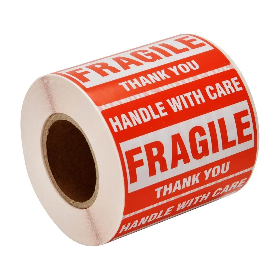 [1 roll, 500 etichette] 5,1 x 7,6 cm adesivi fragile Handle with care attenzione/etichette di spedizione imballaggio – Adesivo permanente 4 Rolls