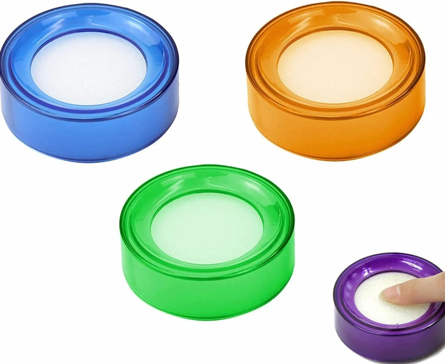 Plastica Spugna Dito Bagnato Denaro Cassiere Finger Sponge Damper 3 Pezzi Umidificatore A Dita Tamponi Spugna