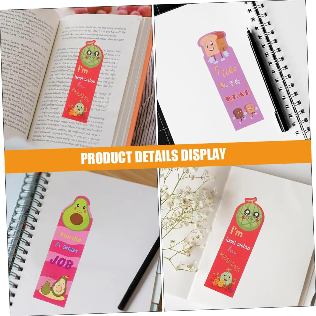 HOMSFOU 4 Set Segnalibri Profumati Cartoon Segnalibri Alla Per Adolescenti E Decorazione Per Libri Leggeri E Pratici Per Casa E Ufficio 36 Pezzi * 4