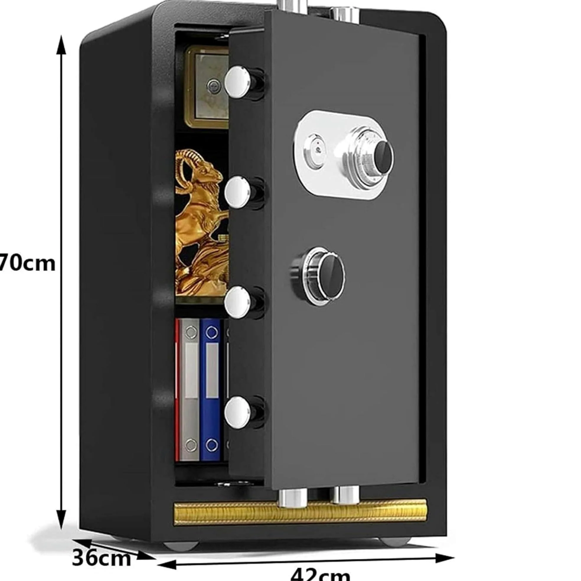 Cassaforte Cassaforte di sicurezza in acciaio e cassetta di sicurezza con password meccanica for armadietti portavalori for gioielli e ufficio di casa e hotel Casseforti a armadio(Svart,70x42x36cm)