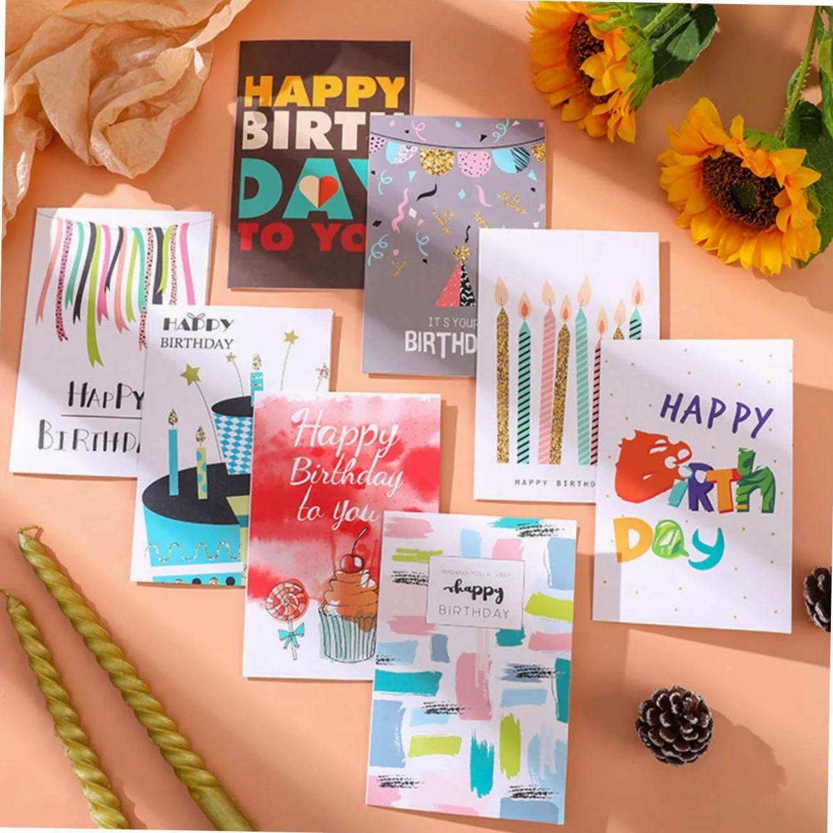 Artibetter Biglietti Idee Creative 36 di Auguri Compleanno in Carta Pieghevoli Buste, Cartoncini per Festa di Compleanno Adatti per Adulti e Bambini per DIY