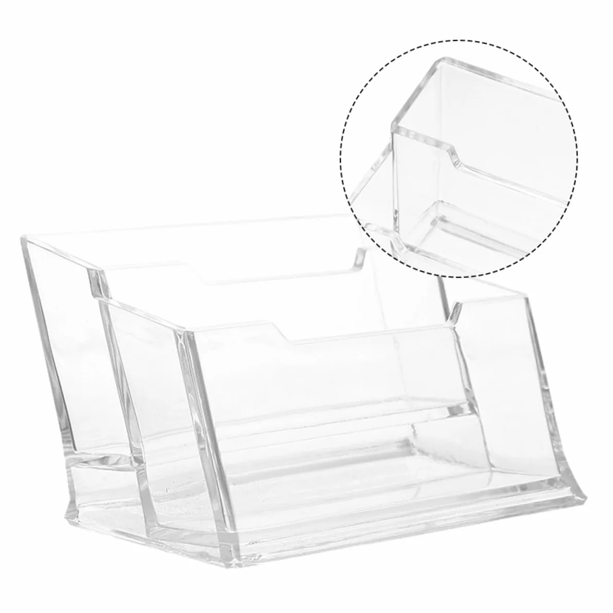 Hemobllo Porta Biglietti da Visita Trasparente 5 Pezzi in Plastica | Supporto da Tavolo, Uso per Fiere e Contesti Professionali, Design Trasparente, Set da 5