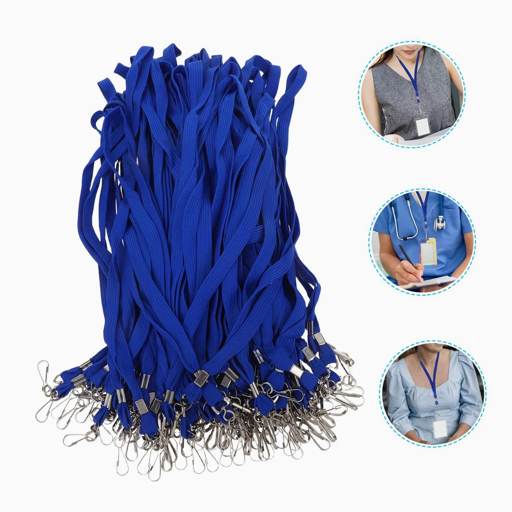 100 pezzi Laccio da Collo Porta Badge con Gancio Staccabile Blu Lanyard Resistente per Insegnanti Ufficio e Scuola Comodo e Antintasamento