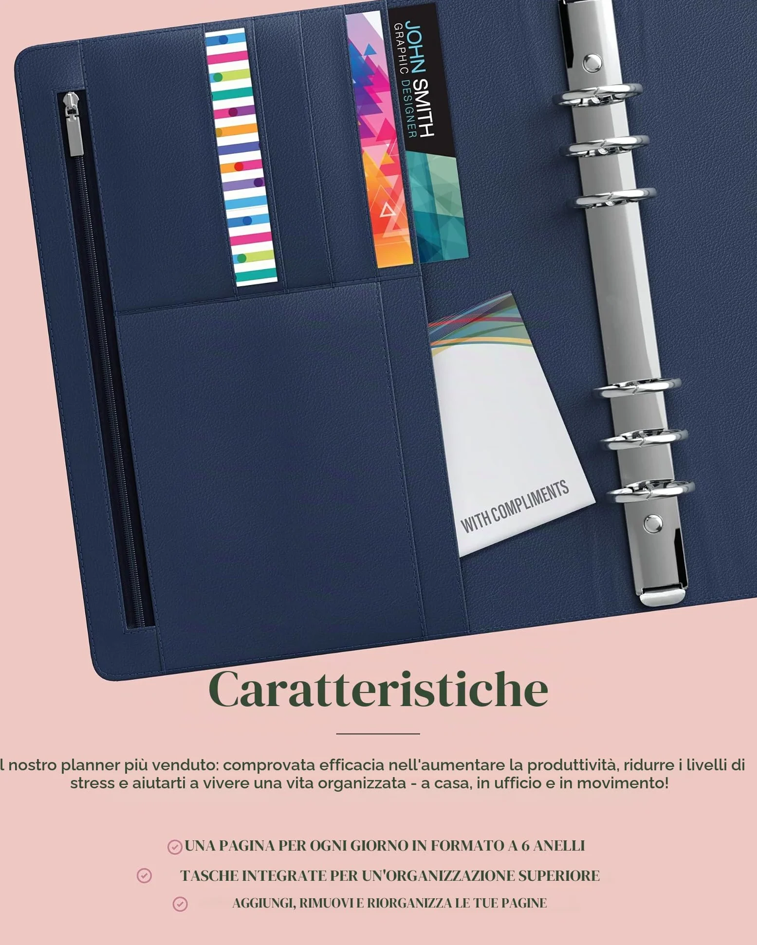 LUX PRO A5 – Agenda giornaliera e agenda – Diario di gratitudine, diario benessere e pianificatori settimanali non datati – Diari da scrivania per donne e uomini – LUX Productivity (blu – mezzanotte)
