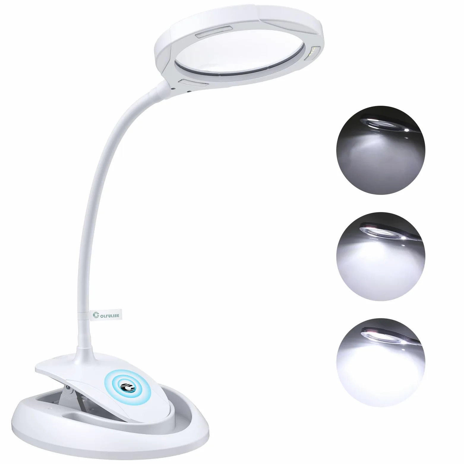 COLFULINE Lente di Ingrandimento con Lampade LED da Tavolo Ingrandimento Professionale 5x e 10x con Base e Morsetto 3 Livelli di Luminosità Regolabili per Lettura Pittura Fai-da-te Modello Manicure