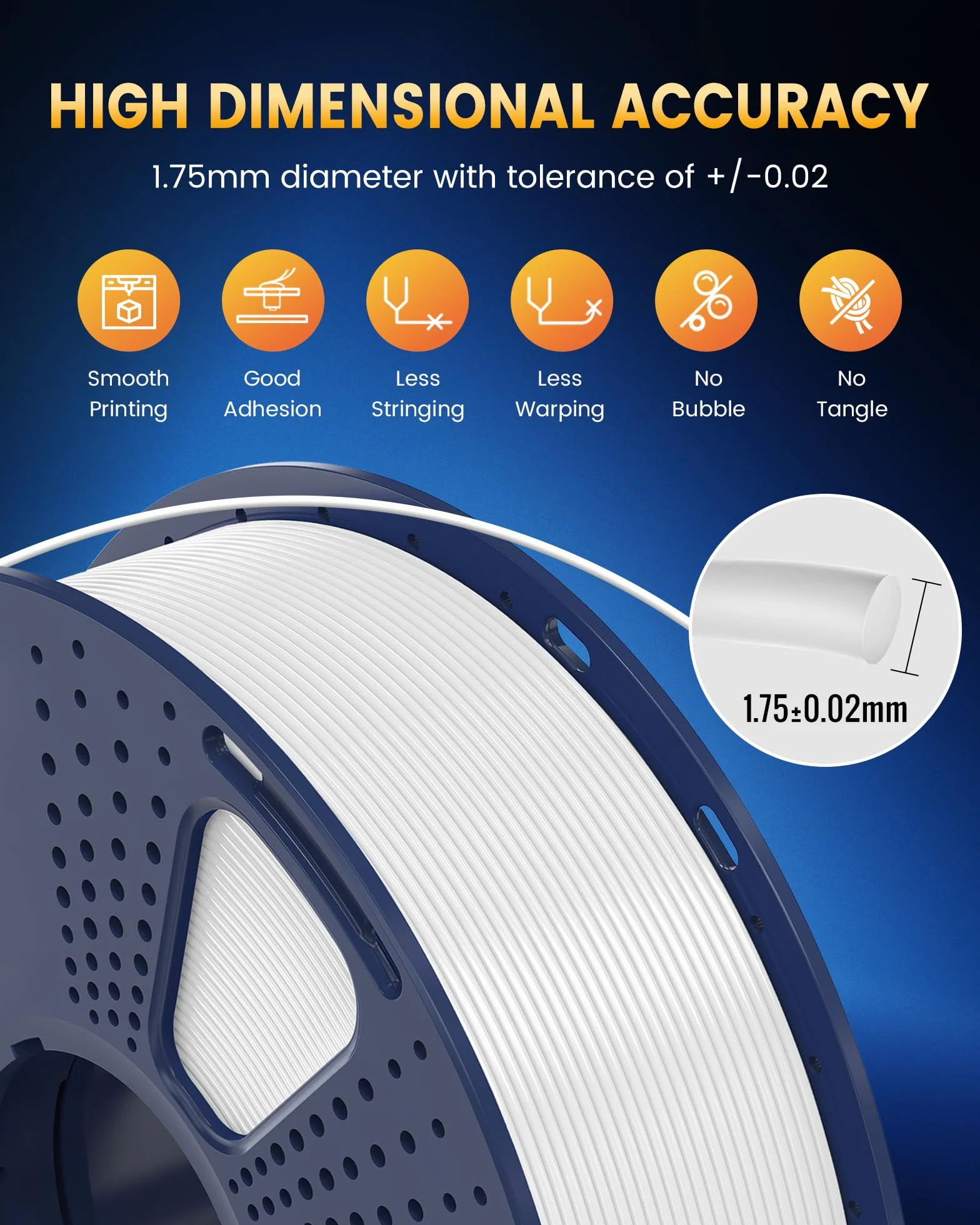 SUNLU PLA+2.0 Filamento per stampante 3D, PLA Plus, 1kg Nero