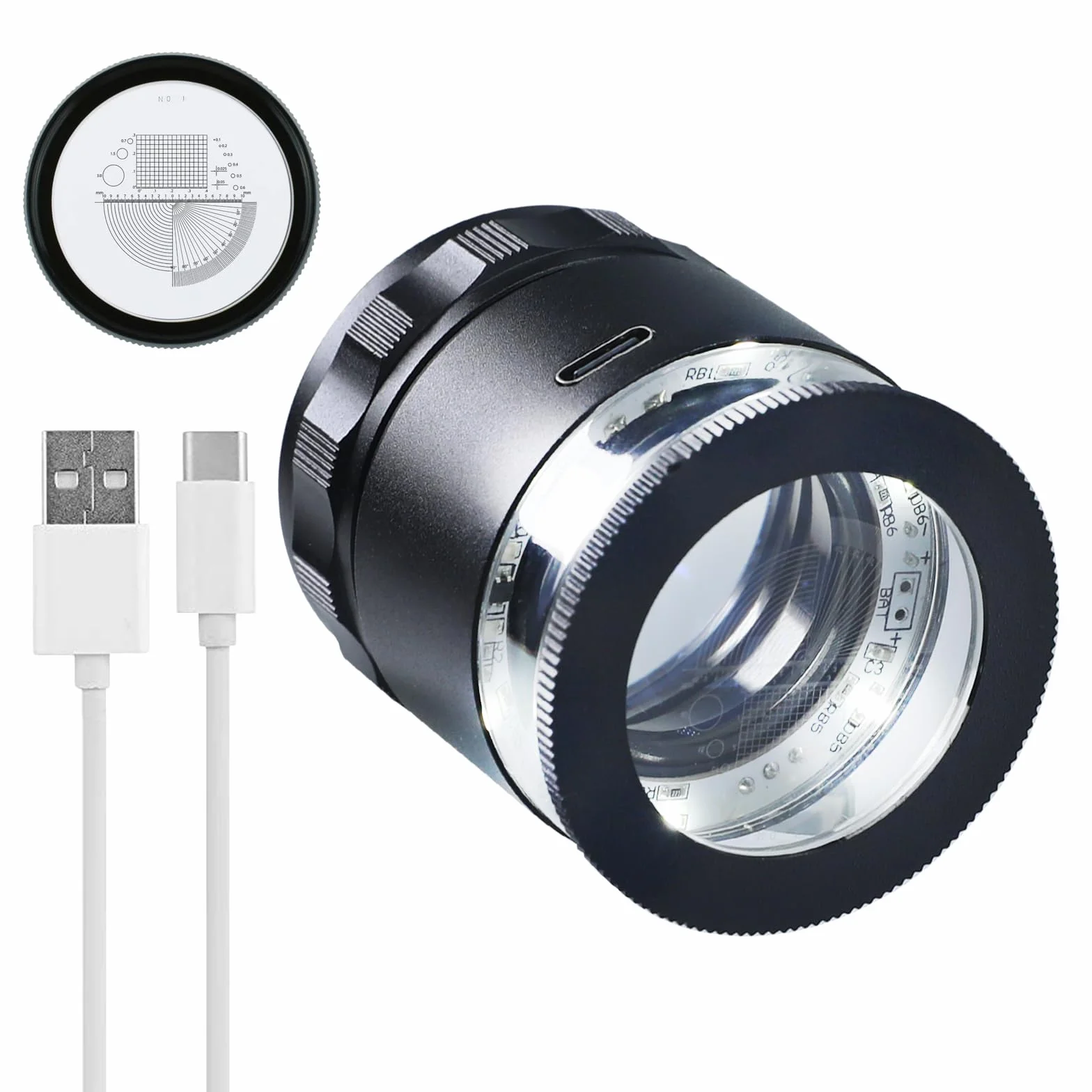 Lente d'ingrandimento 10X ricaricabile 6 LED 25 mm per gioiellieri gemme monete francobolli orologi