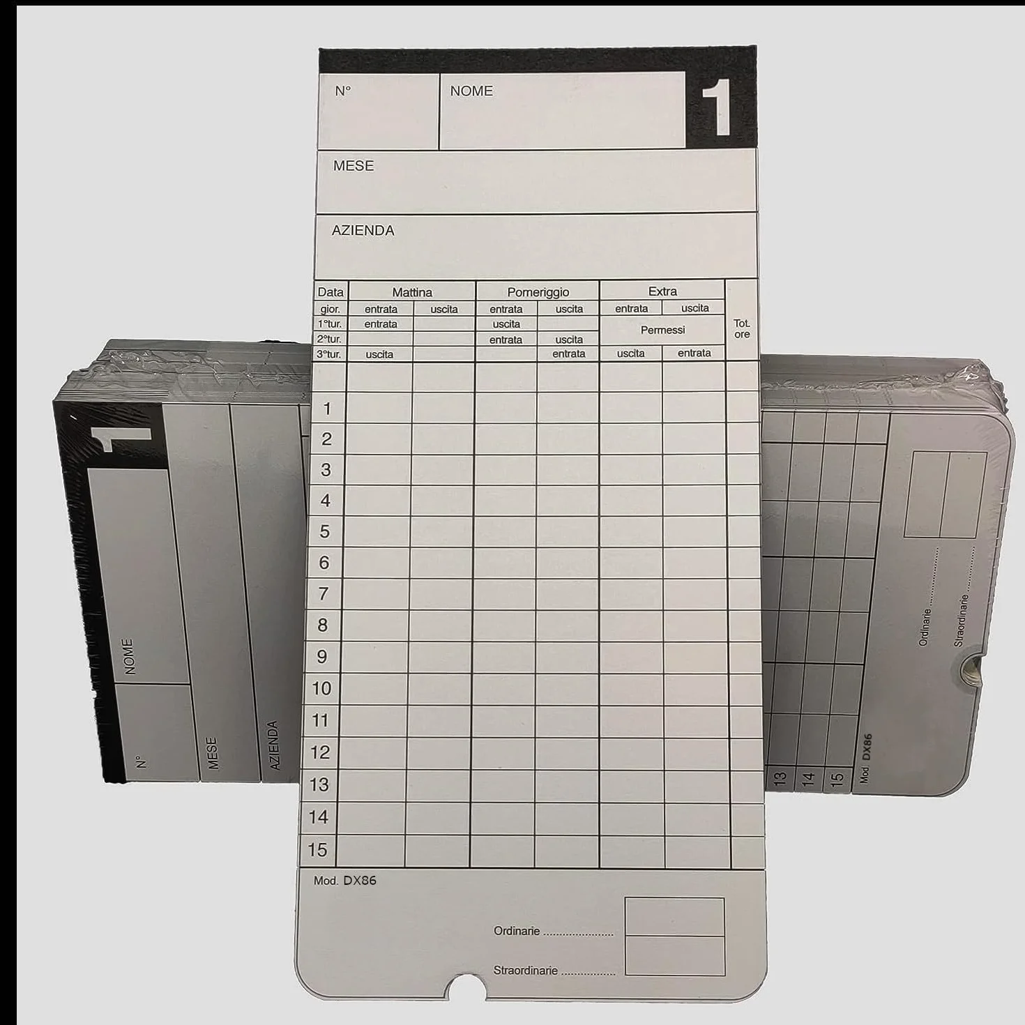 Amano Corporation DX86 Cartellino Quindicinale, per Timbracartellini: AMANO, TR300, TR400, Rock, POP, Cobra, ECO, NE6000, Set di 500 Pezzi