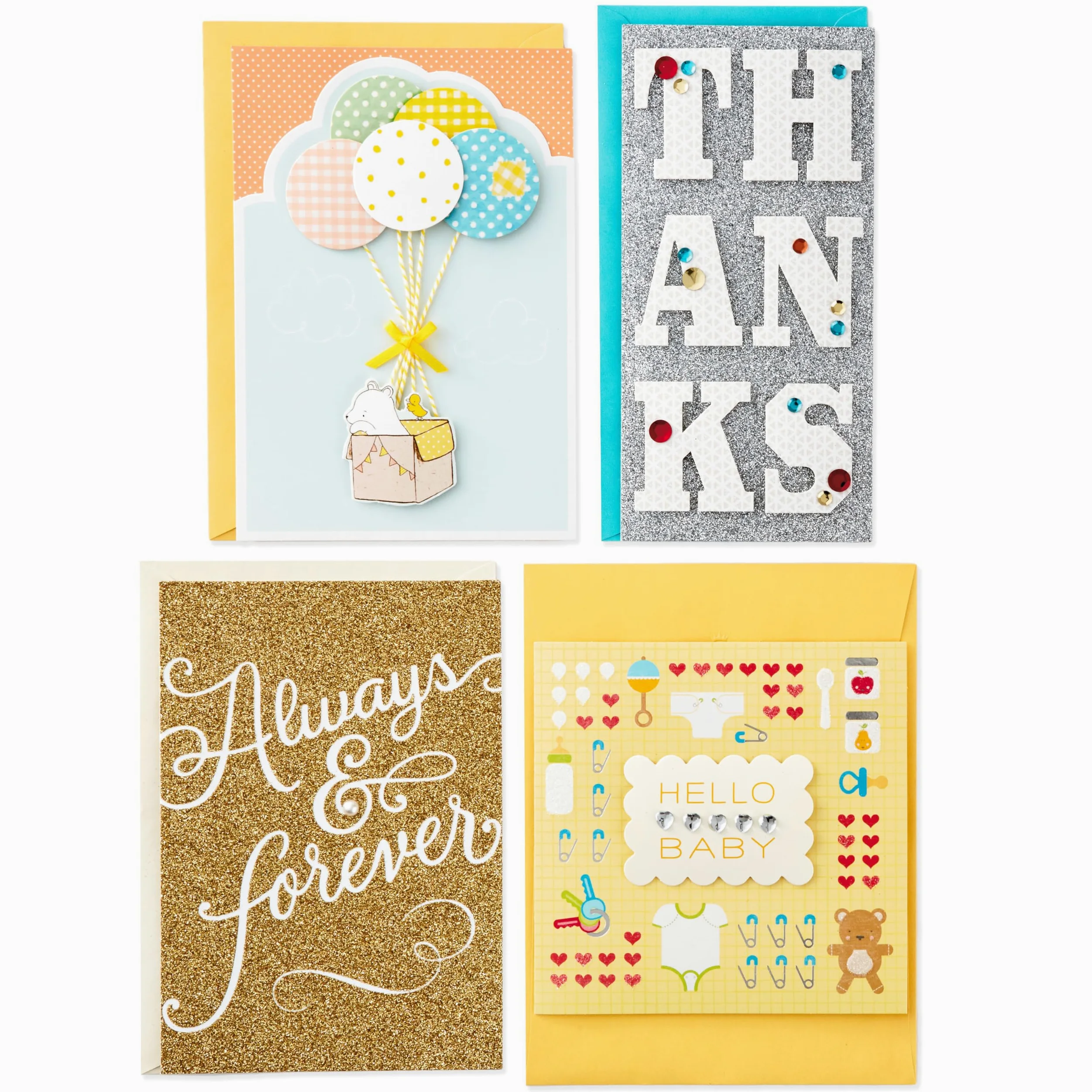 Hallmark - Set di biglietti di auguri assortiti per tutte le occasioni con organizer per biglietti (confezione da 24) – compleanno, bambino, matrimonio, simpatia, pensiero di te, grazie, in bianco