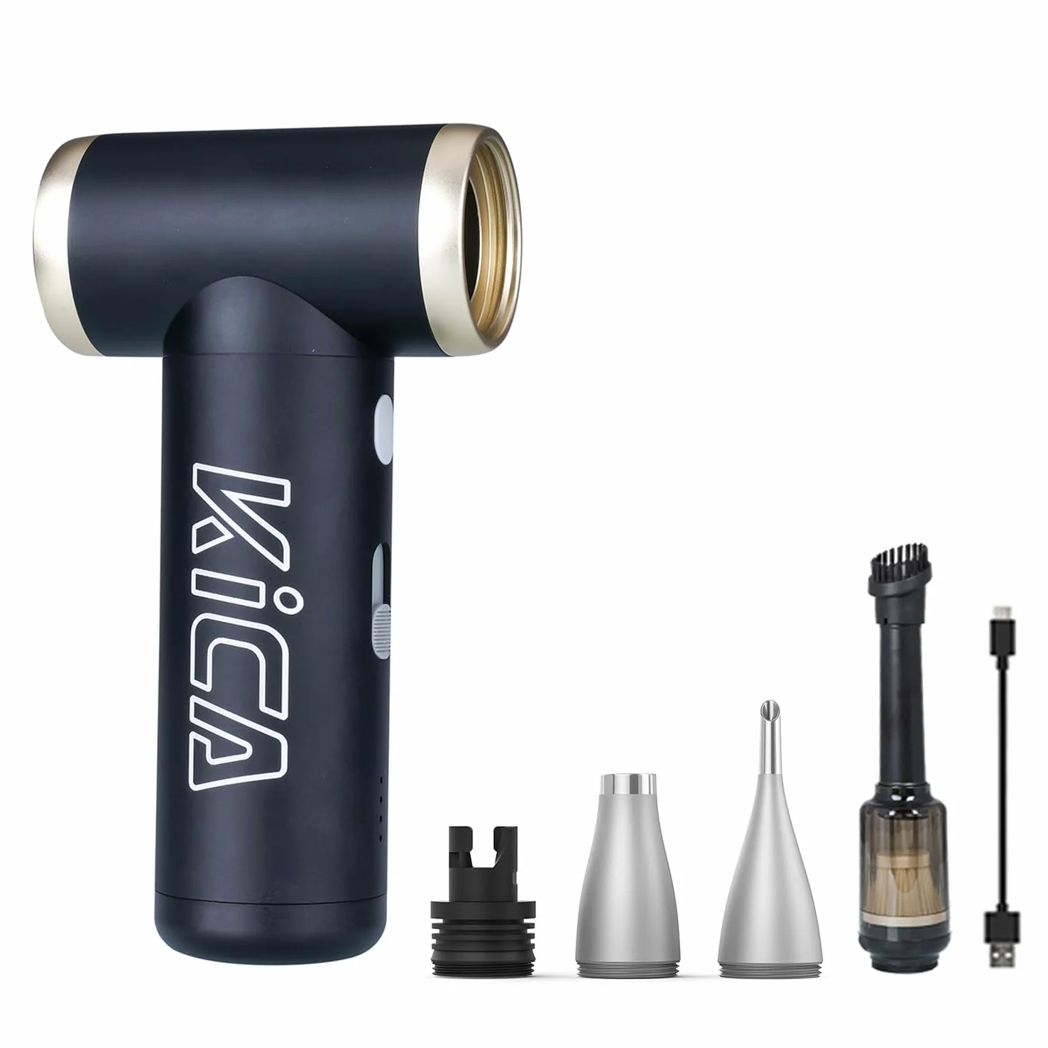 Kica JetFan 2S[Combo] Aria Compressa Elettrico Air Duster,Spray Aria compressa da 117000RPM con Batteria da 1100mAh,Mini Soffiatore a Velocità Libera, per Tastiera,Pulizia PC,Pulizia della Casa,Nero