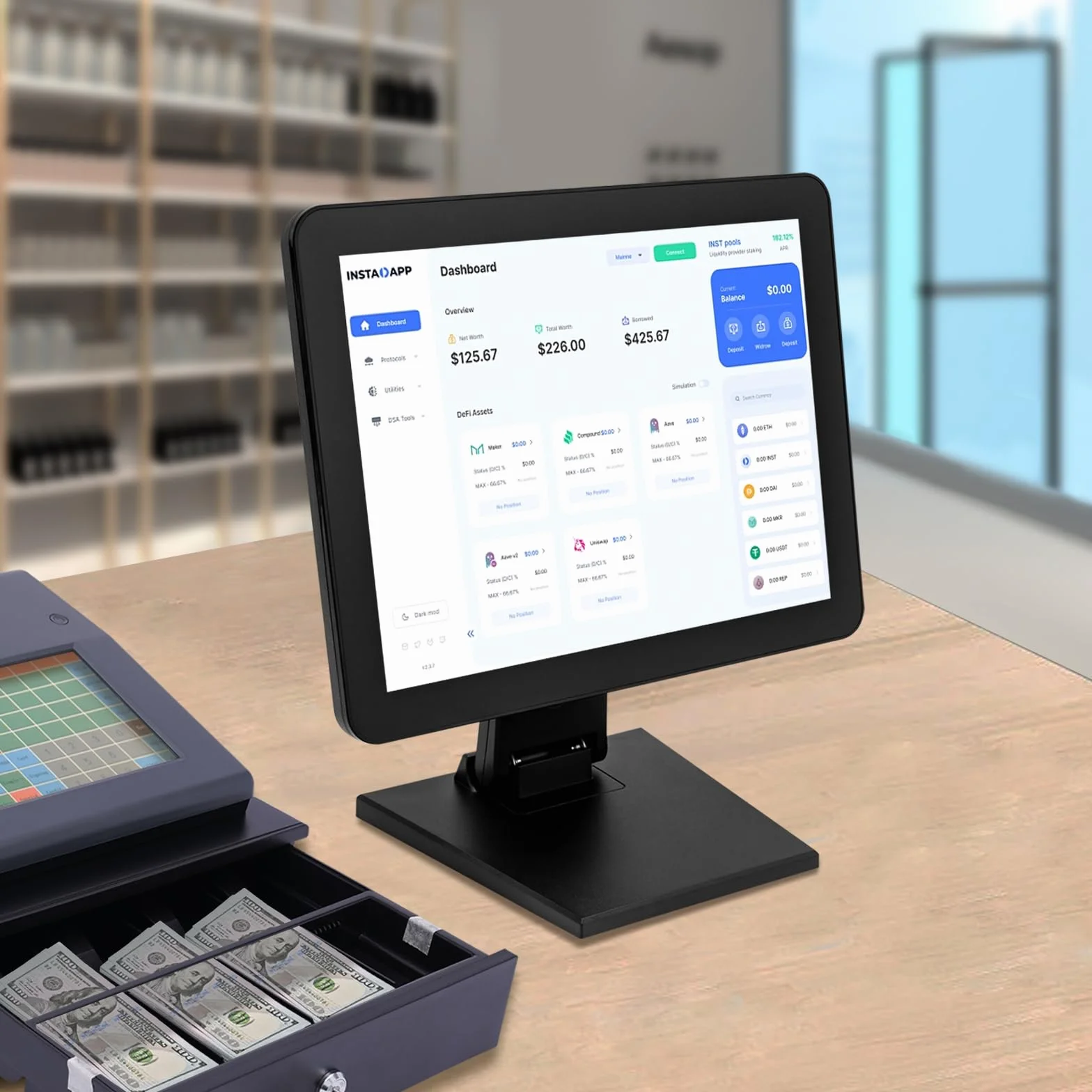 15 pollici Registratore di cassa Sistema di cassa Lcd Touch Checkout Modalità Touch Touch per vendita al dettaglio, catering, ospitalità
