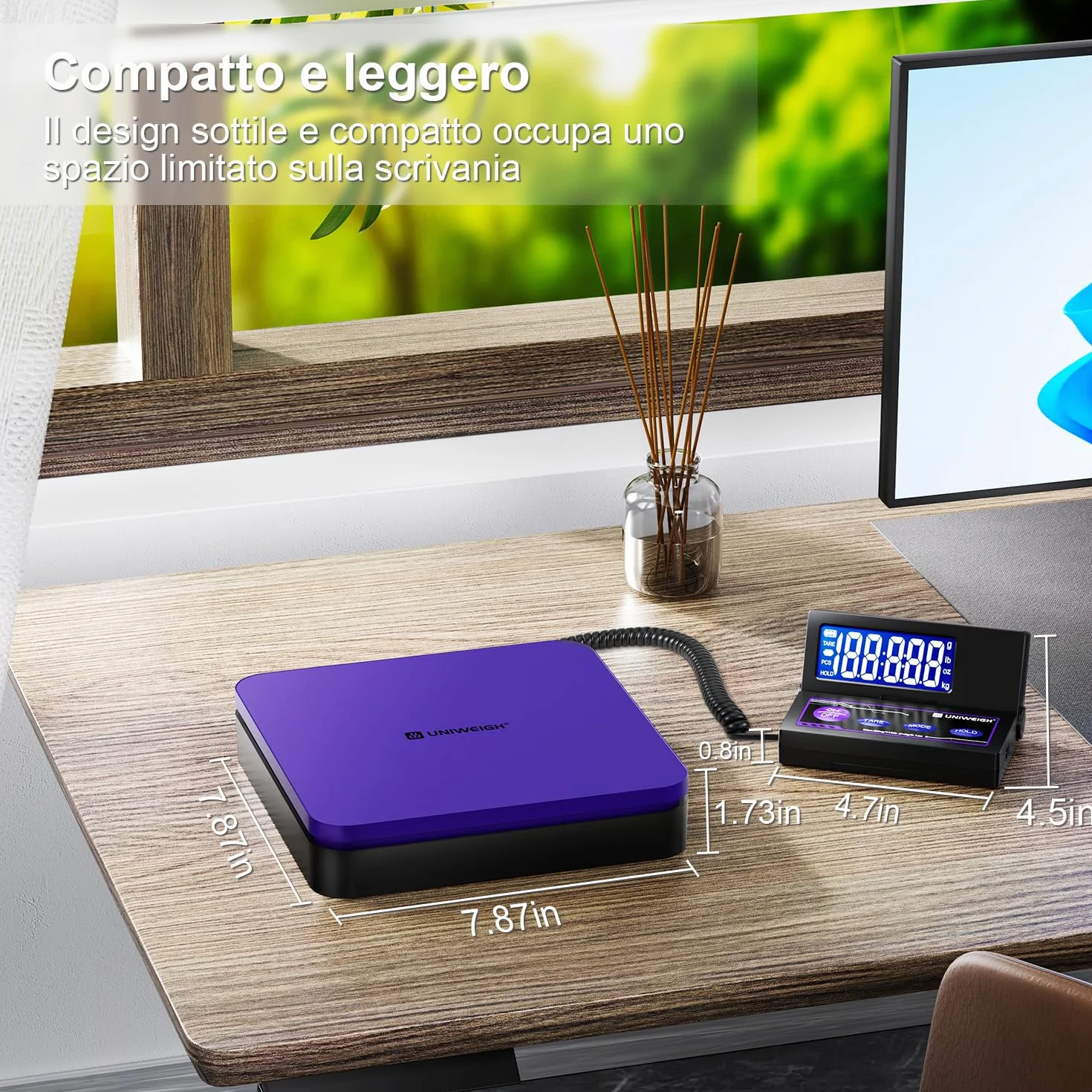 UNIWEIGH Bilancia digitale per spedizioni 110lbs/0.1oz accurata, bilancia postale con 5 unità/LCD/tara/funzione Hold, spegnimento automatico, bilancia postale per pacchi piccole aziende/bilanci