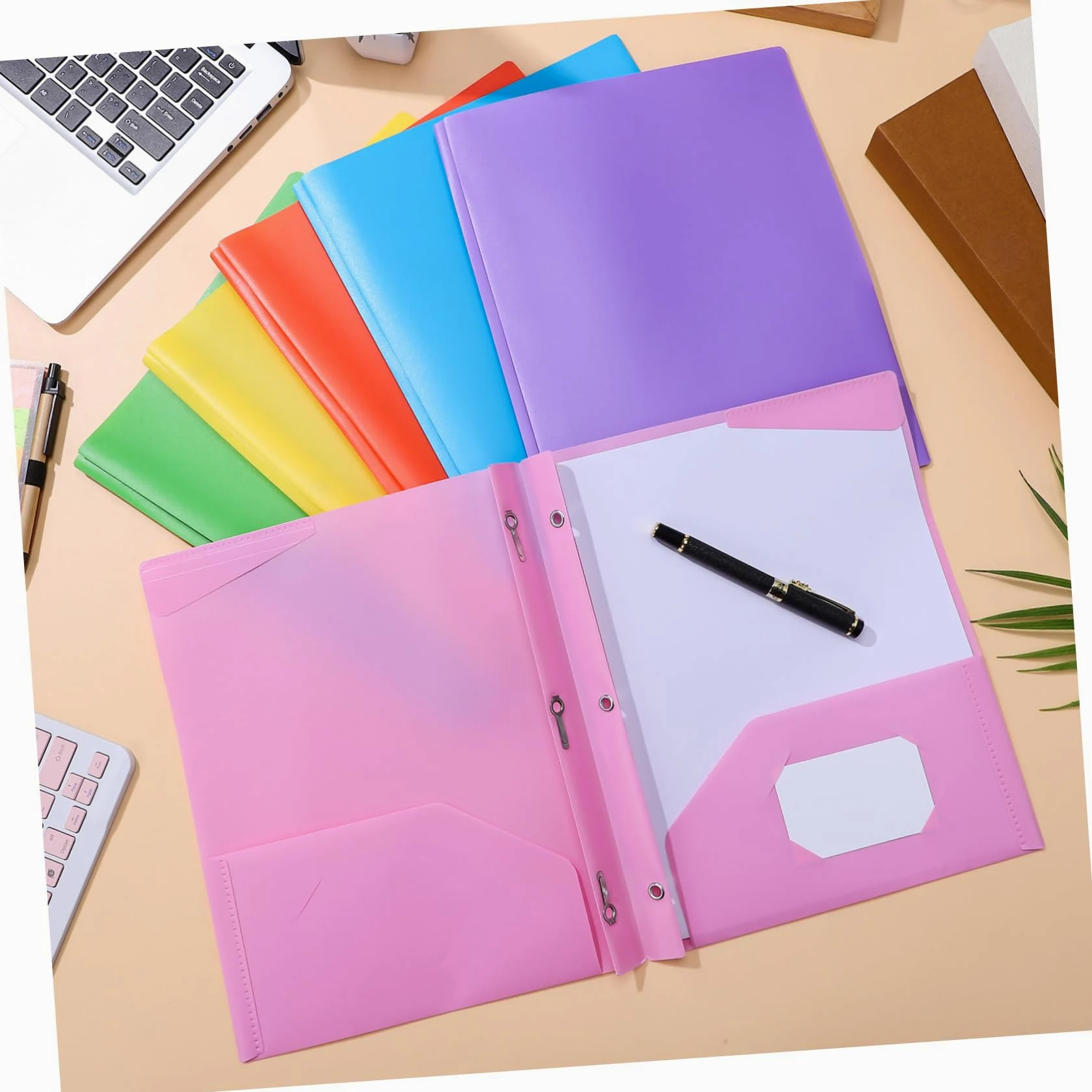 9pezzi Cartelline Portadocumenti Colorate Con Doppio Tasca Plastica Resistente Per Ufficio e Scuola Organizer Di Documenti Pratico e Compatto