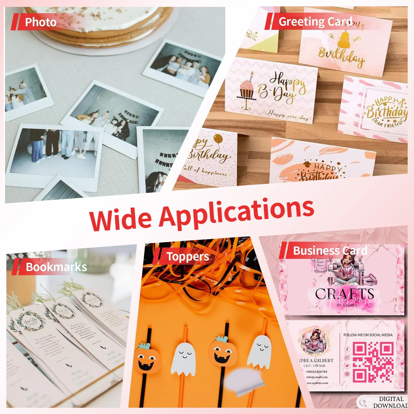 Carta fotografica lucida spessa su entrambi i lati, 21,6 x 27,9 cm, 300 g/m², 100 fogli, compatibile con stampanti a getto d'inchiostro e inchiostro Elygrap
