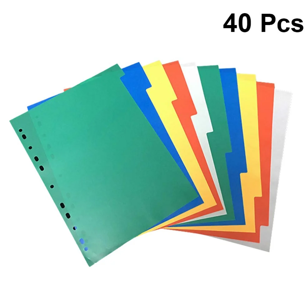 NUOBESTY 40Pcs A4 Divisori per Indice Raccoglitore Pagina di Indice Inseribile Schede per Raccoglitori Colorati per Agenda Notebook Diario di Viaggio