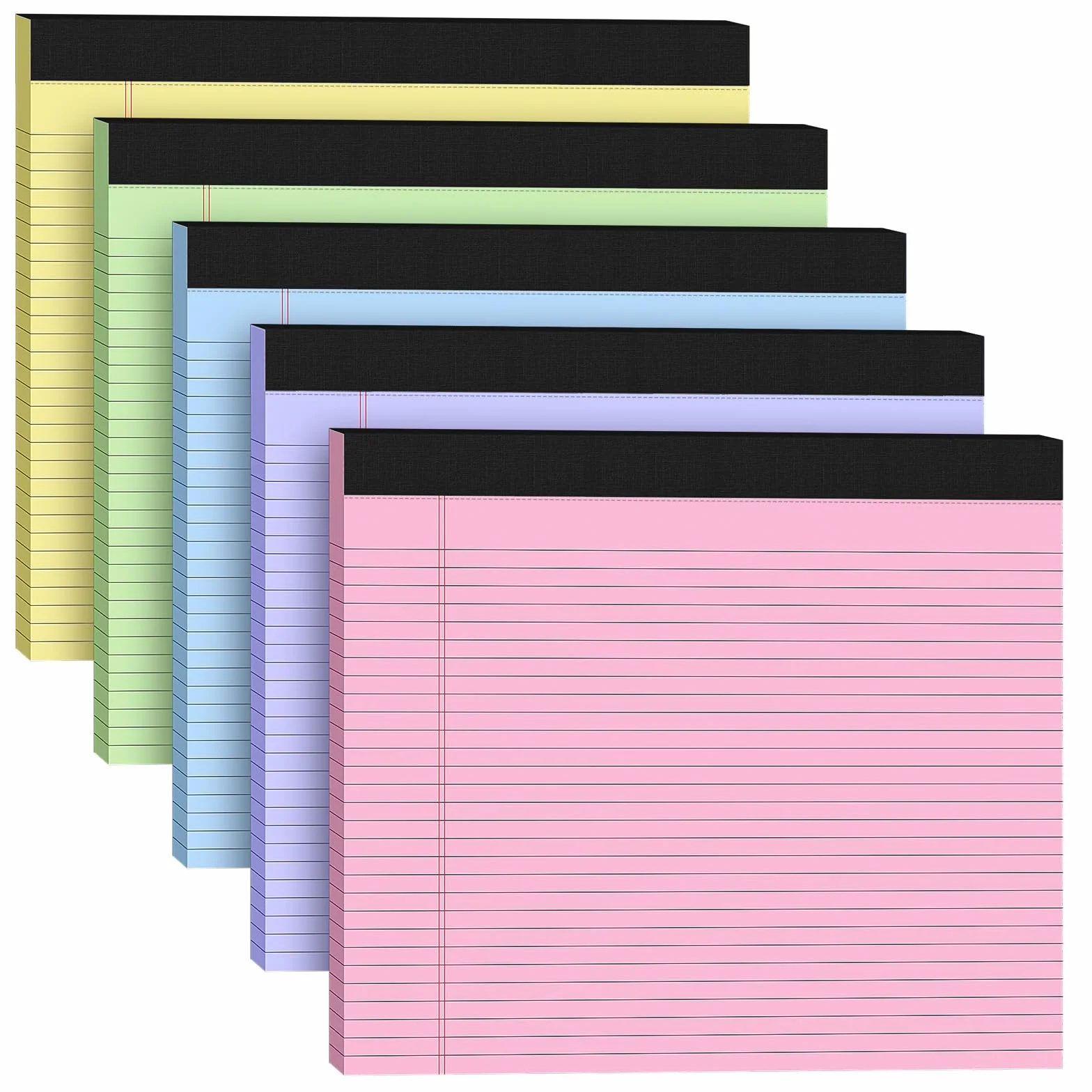 Blocchi legali larghi 27,9 x 24,1 cm, 30 fogli, carta perforata, pannello spesso, confezione da 5, colori misti