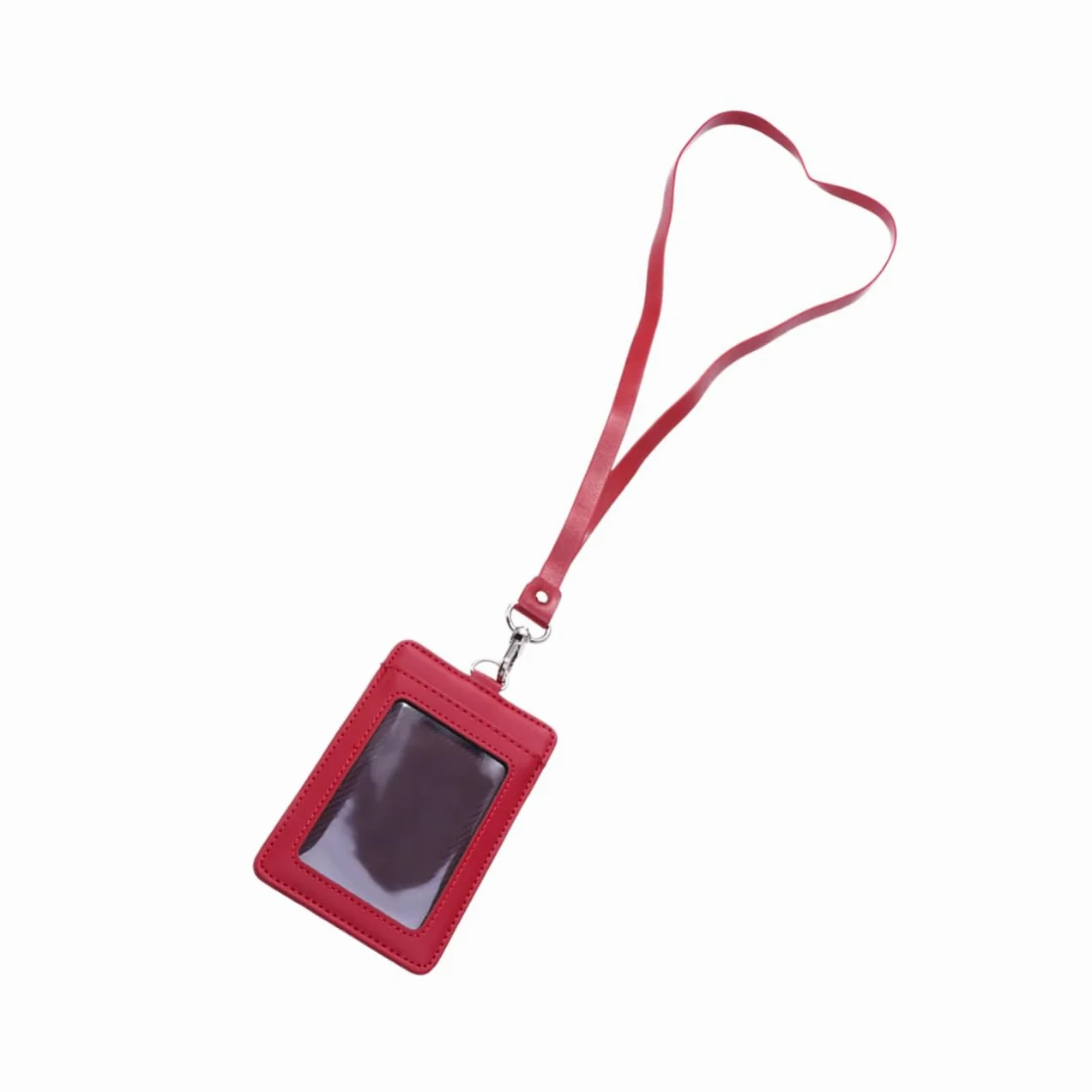Tofficu Porta Badge Verticale Da 3 Pezzi Con Custodia in Pelle Porta Badge Con Cordino Clip Girevole Rosso