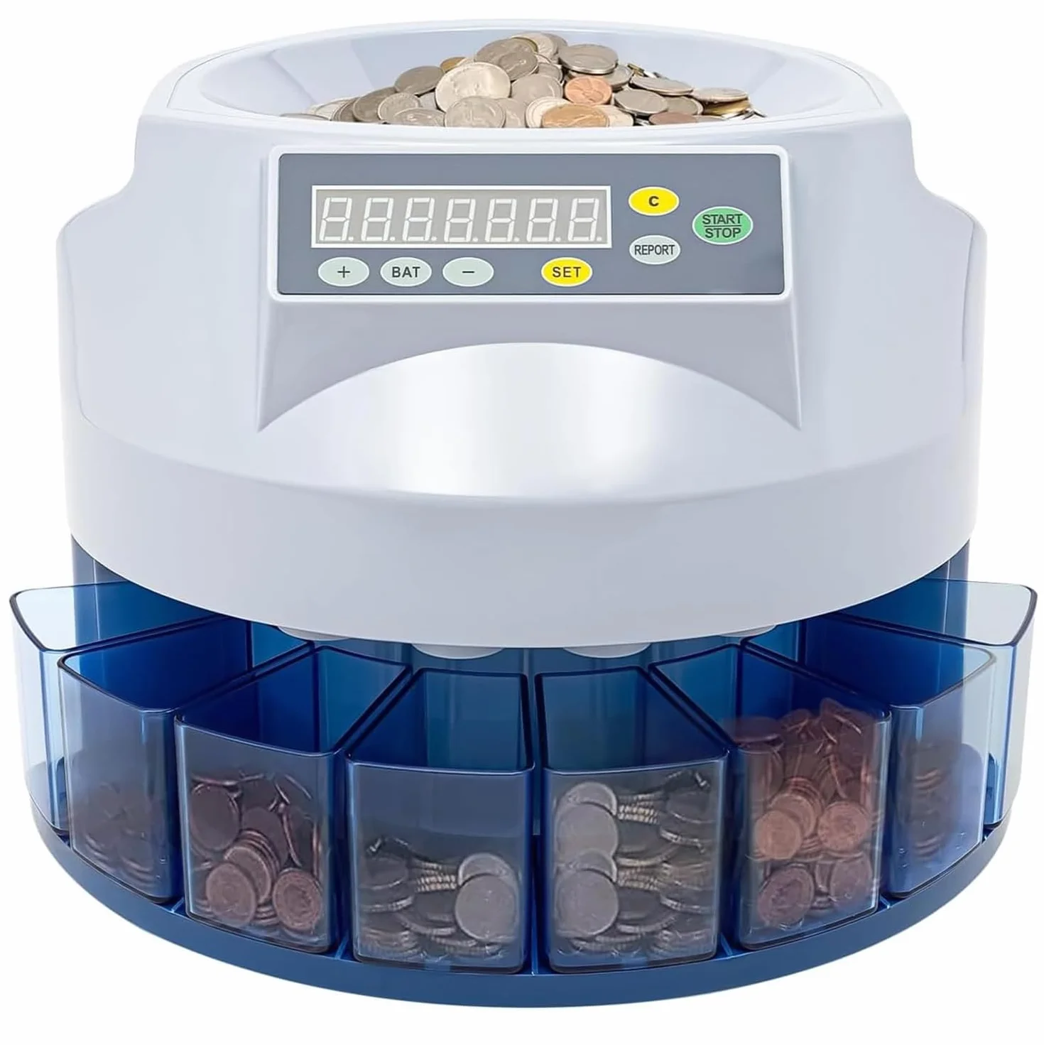 Macchina selezionatrice di monete, contatore di monete elettrico con display, 200 monete/min, autocontrollo dei guasti, design durevole, smistamento preimpostato per aziende e supermercati