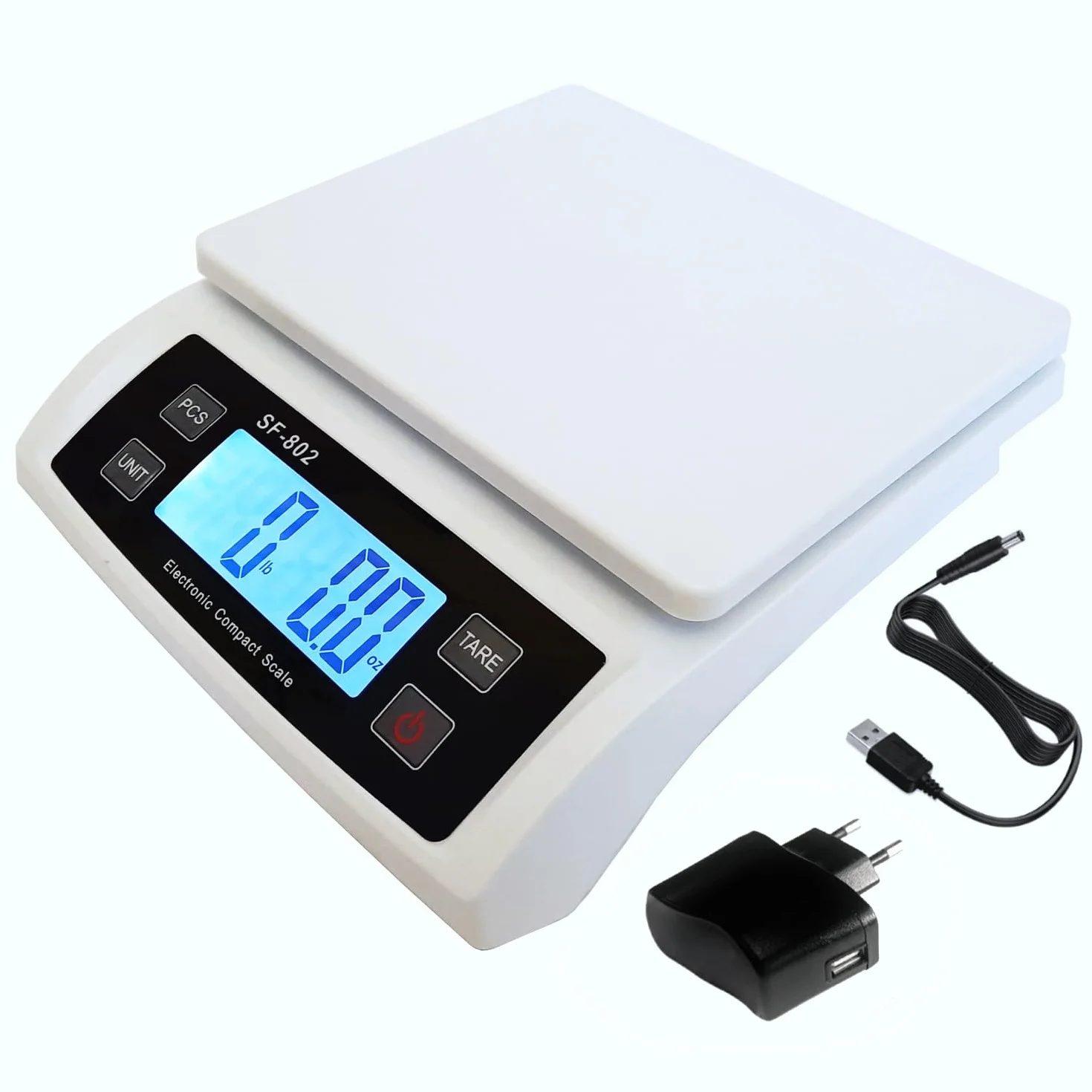 Eosphorus Bilancia Pesapacchi Digitale 30kg, Bilancia Postale di Precisione per Pacchi e Spedizioni, Funzione Tara, Display Retroilluminato, Alimentatore AC incluso