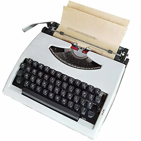 Macchina da scrivere manuale vintage portatile, macchina di scrittura meccanica in latta retrò con custodia per il trasporto, arredamento desktop 44-Key per lettere creative e esposizione dell'ufficio