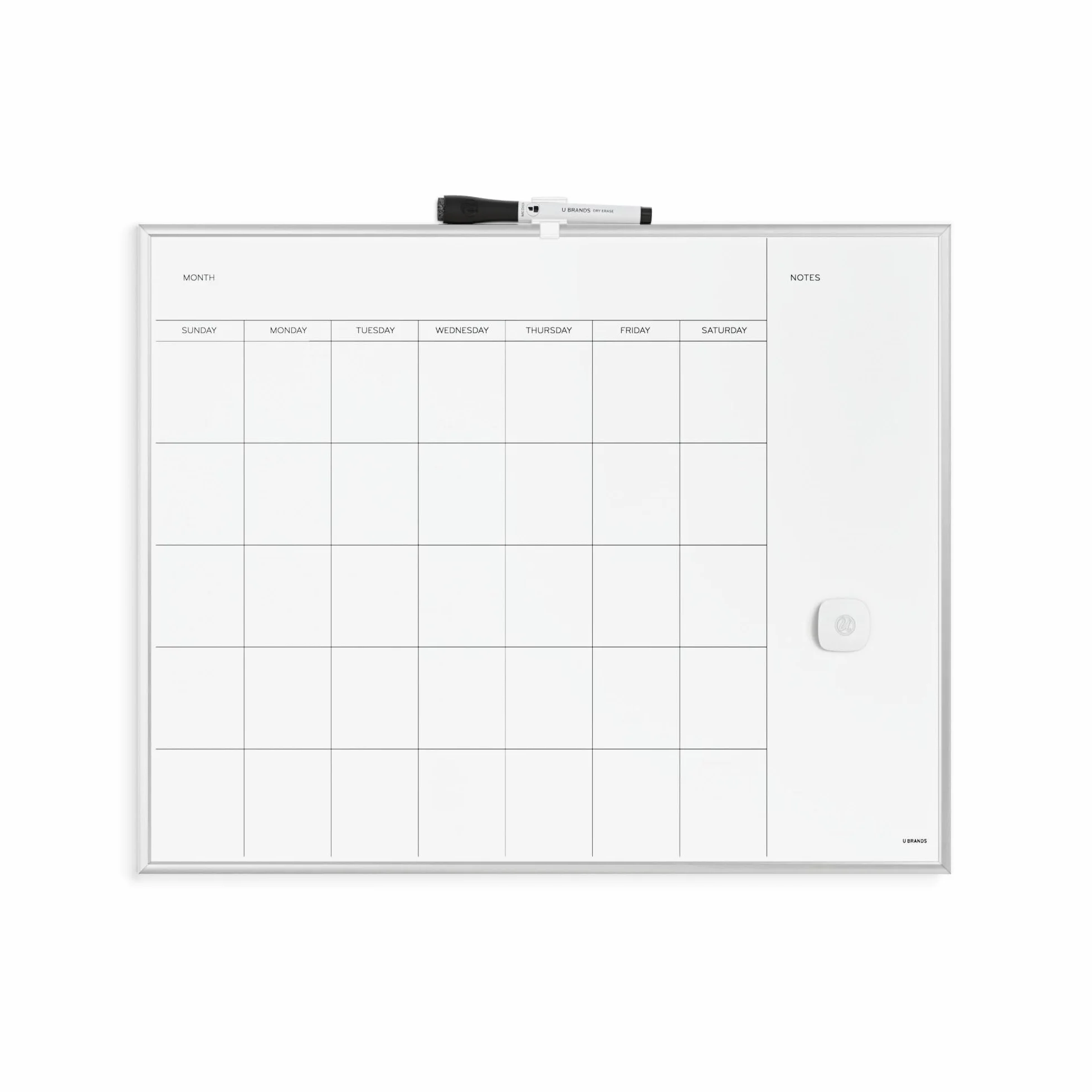 U Brands calendario mensile lavagna magnetica Silver Frame