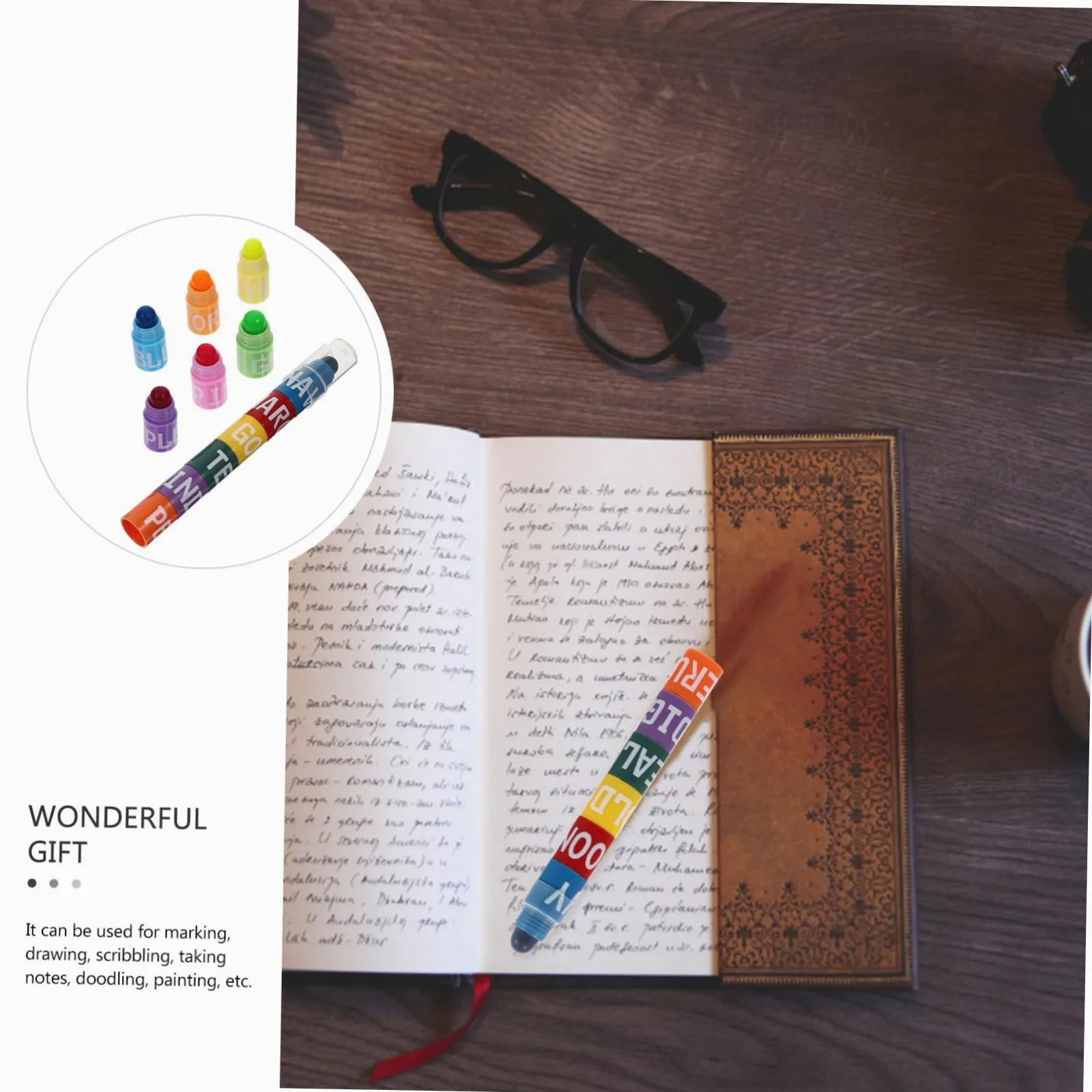GALPADA 6 Set Evidenziatori Colorati per Studenti Penne Fluorescenti con Design Splicing per Scuola Studio e Lavoro per Note e Scrapbooking