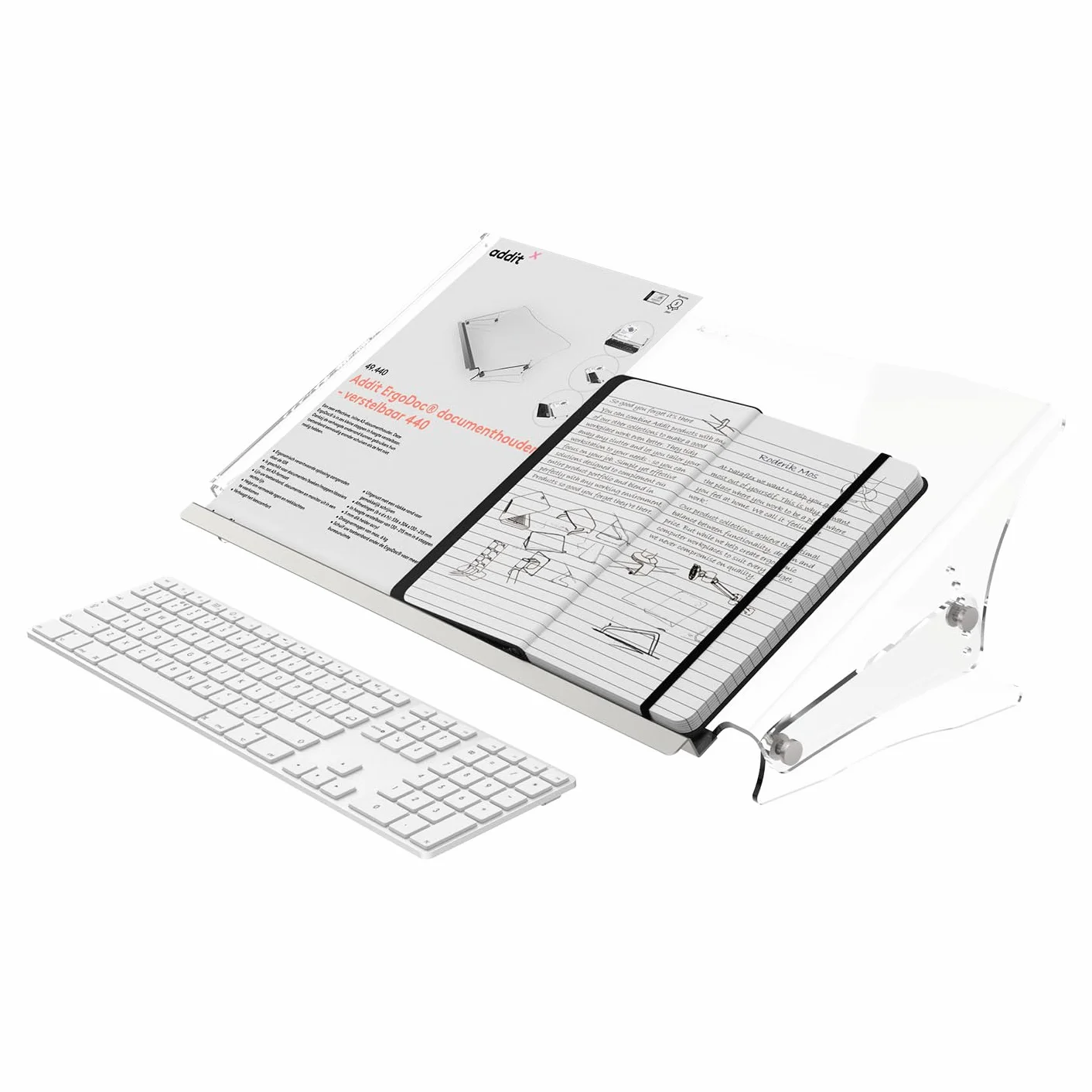 Dataflex Addit ErgoDoc Porta Documenti Regolabile 440 Acrilico Trasparente A3 Ergonomico