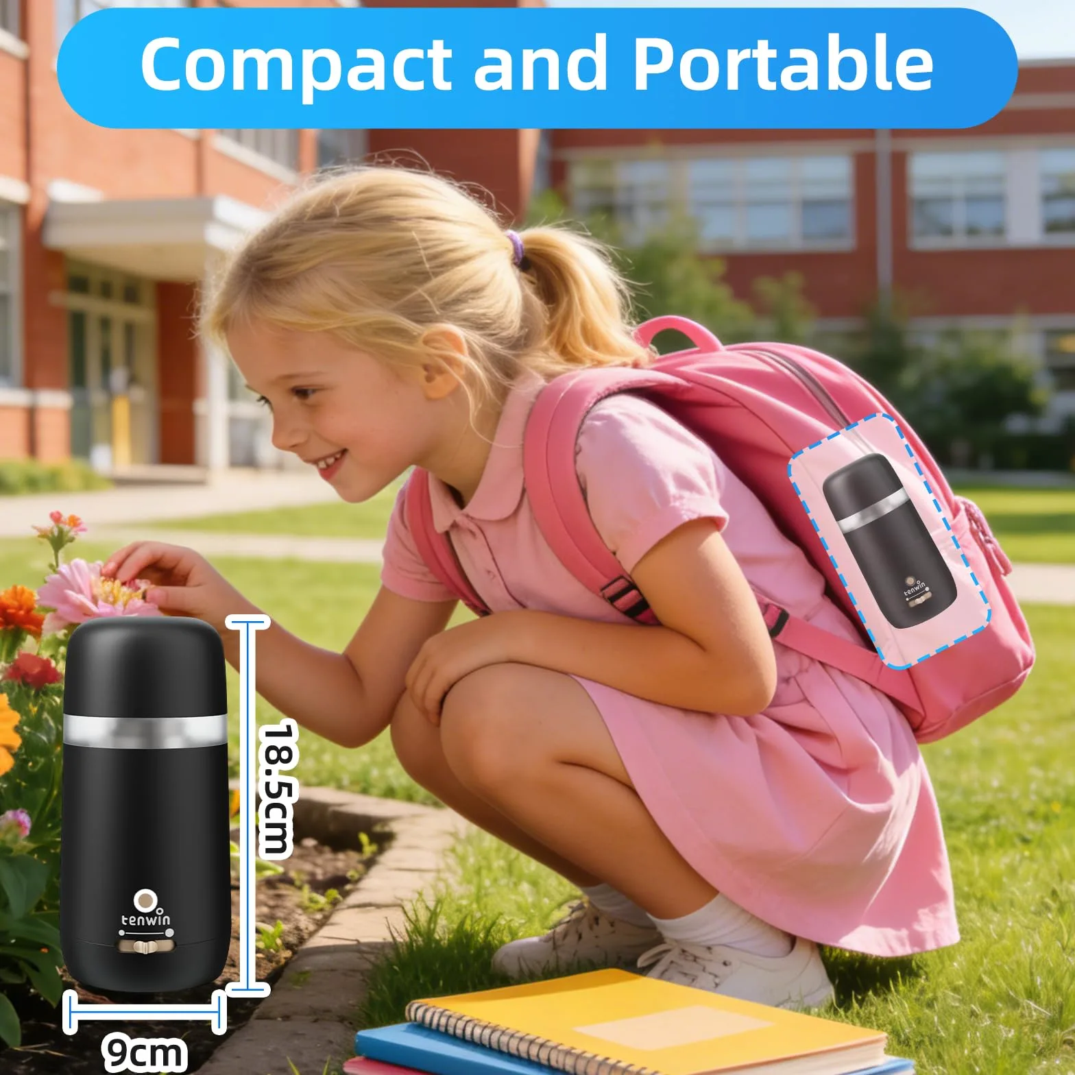 tenwin Temperamatite elettrico completamente automatico, ricaricabile e portatile, veloce da 7 – 12 mm matite e matite colorate, ideale per casa, ufficio e scuola (nero)