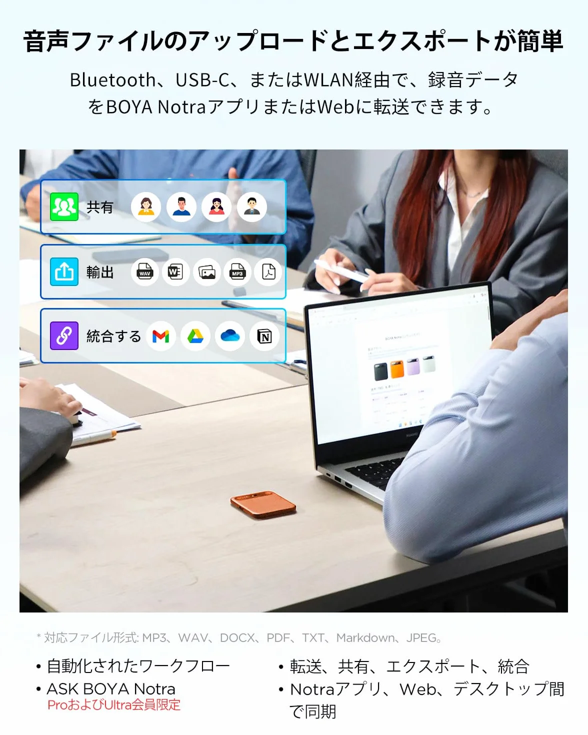 BOYA Notra AI Voice Recorder, Ambient/Phone Call/Bluetooth Capture, AI Transcription&Smart Summary, Support 140+ Languages, 64GB Storage, Magnetic Note Taker per riunioni, Lectures, Interviste