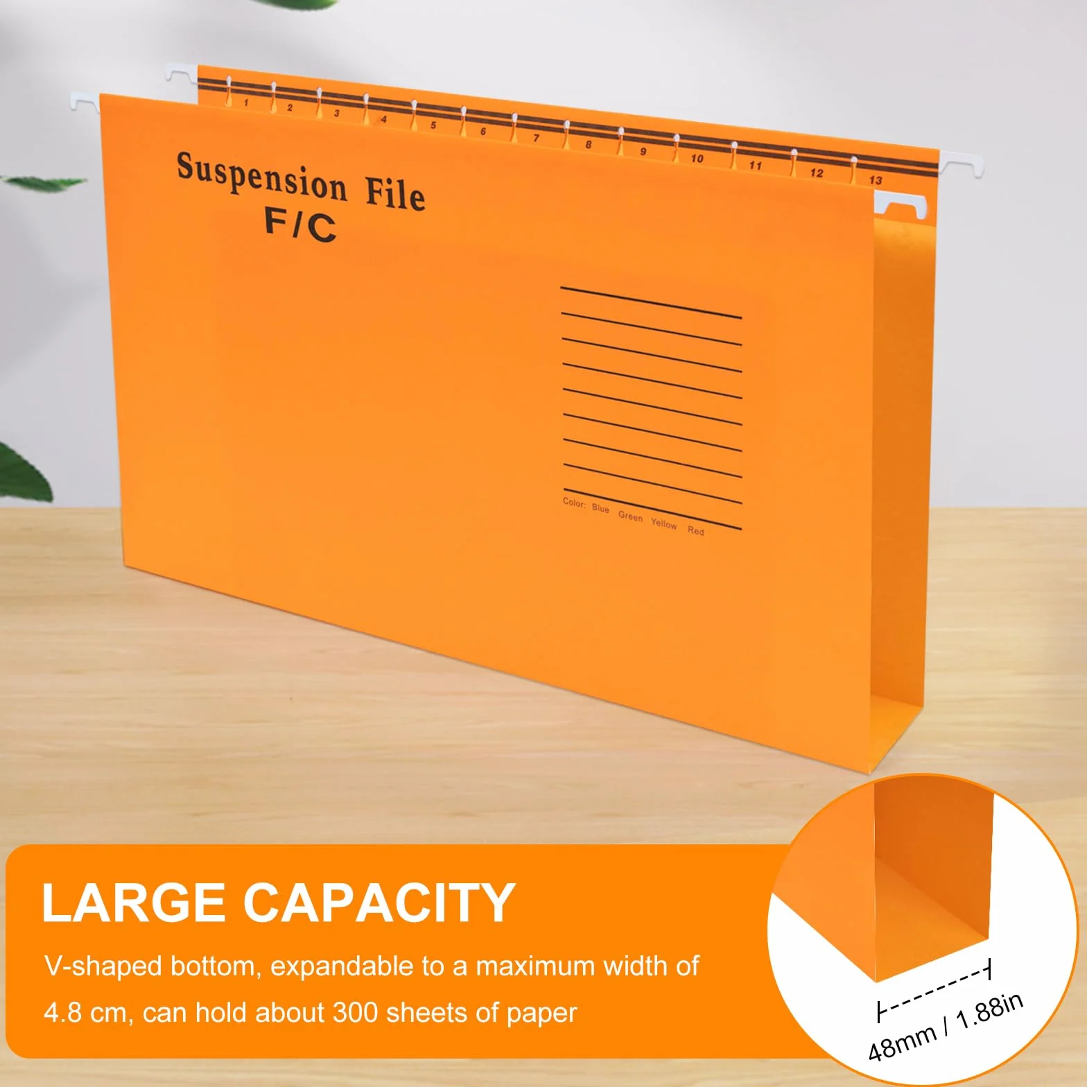Foolscap Cartelle Sospese, 20 Pezzi Cartelline Sospese in Carton con Linguette e Inserti, Cartelle Sospese FC, Cartelle da Appendere per Schedario, Ufficio, Scuola