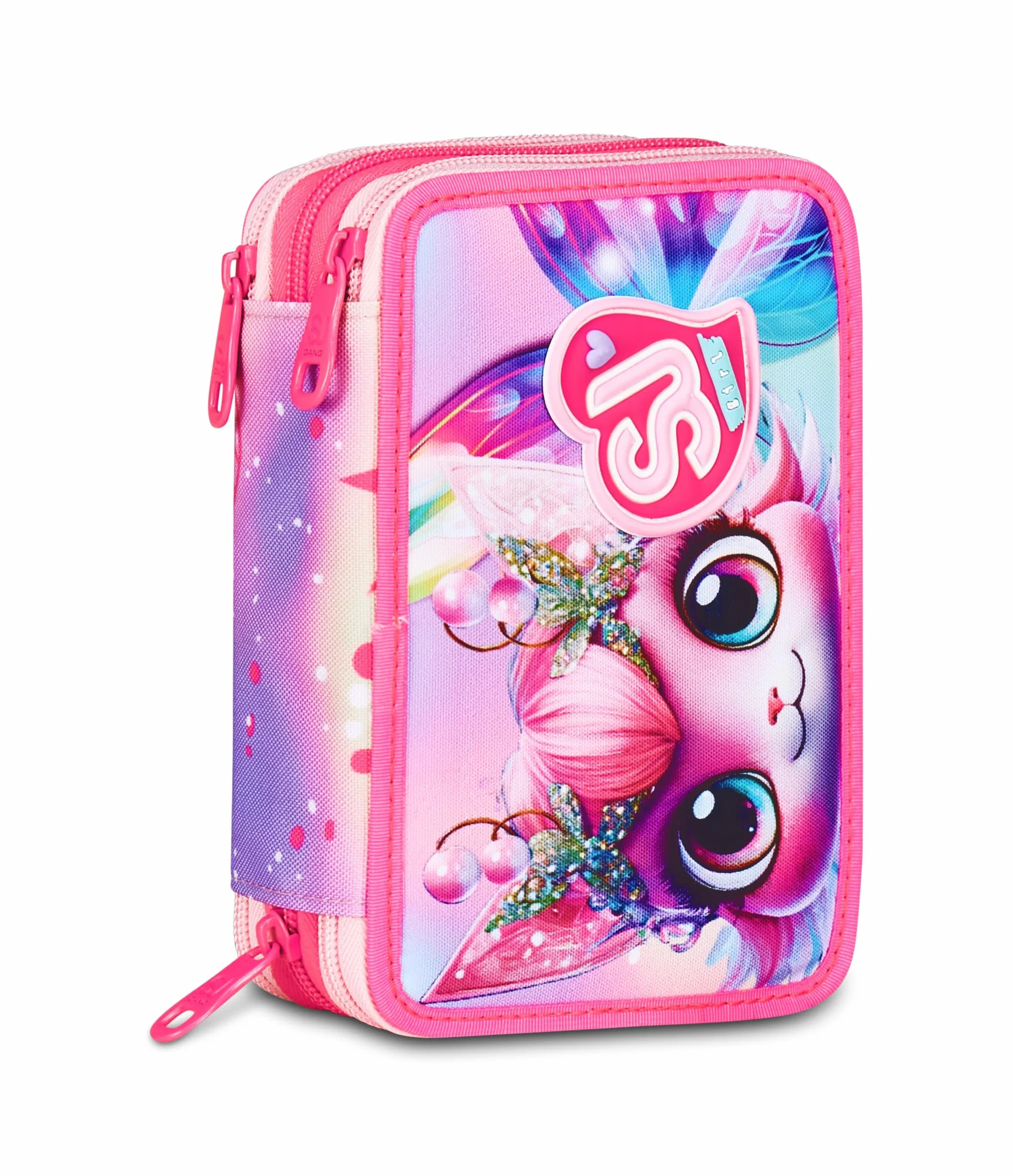 SJ GANG STYLE JAM GANG Astuccio Scuola 3 Zip Rosa Portapenne Triplo Scomparto