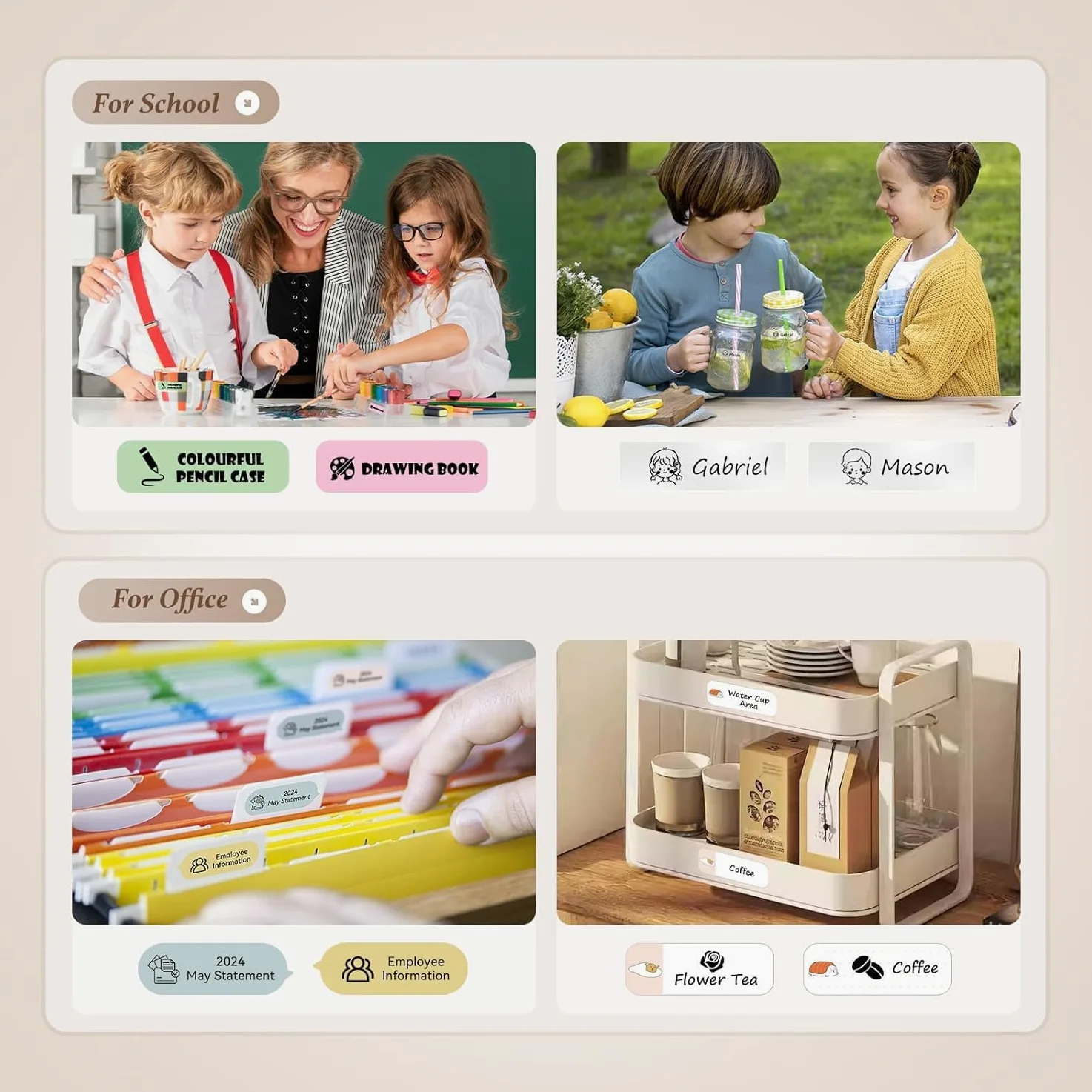 Label Maker D110 Etichettatrice termica Bluetooth con nastro, stampante portatile per etichette senza inchiostro, portatile e ricaricabile, con più modelli per casa e ufficio, compatibile con iOS