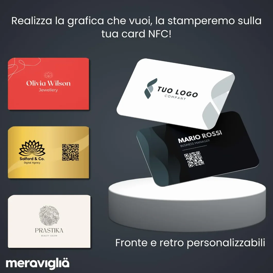 Biglietto da Visita Digitale NFC Personalizzato, Compatibile Android iOS, Condividi Contatti e Social Media